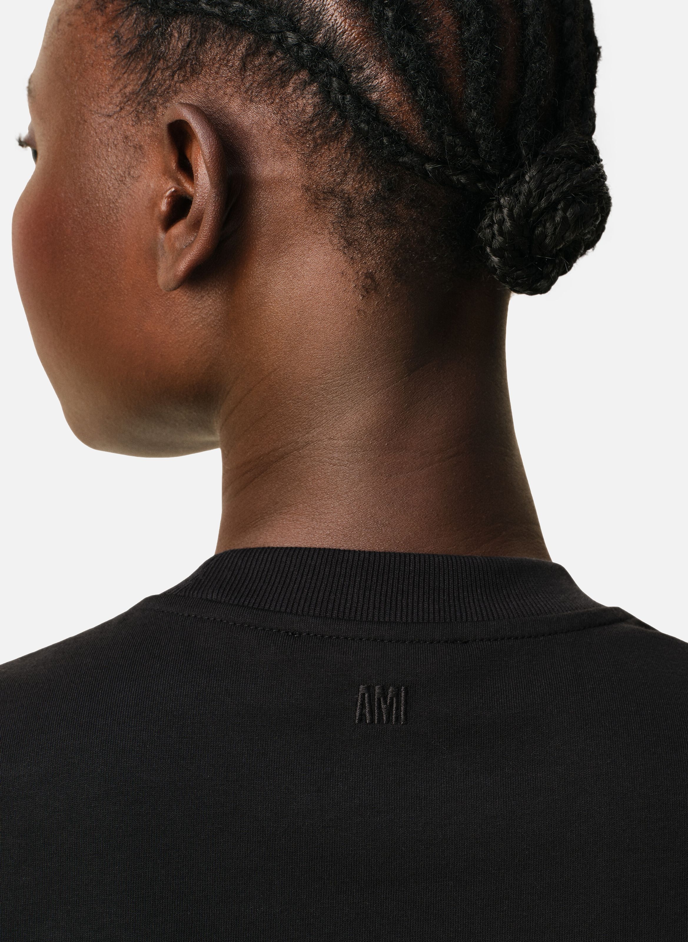 T-shirt Ami De Coeur Croppé En Coton AMI PARIS Noir