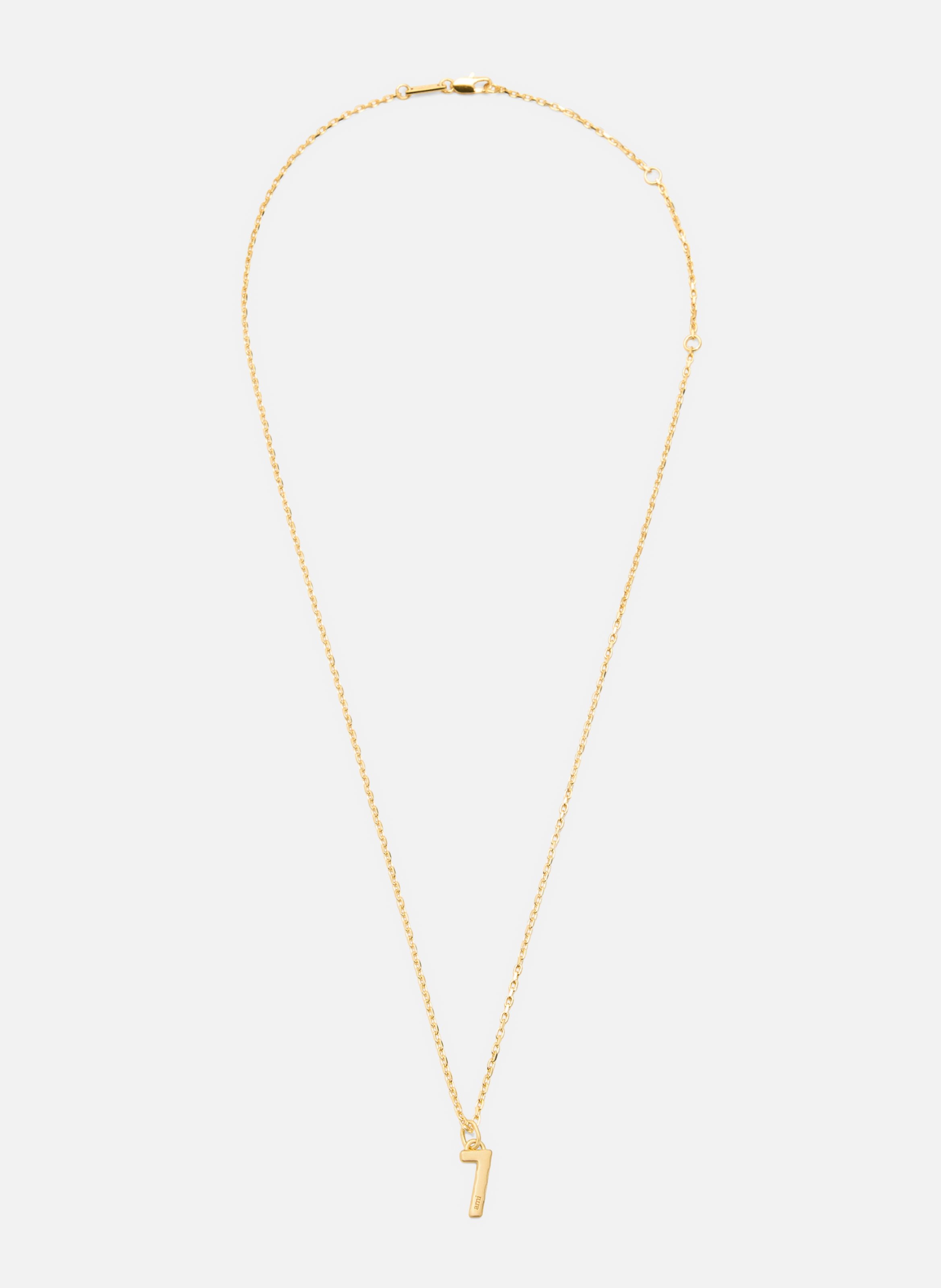Collier martelé doré pendentif "7" unisexe en laiton AMI PARIS Jaune