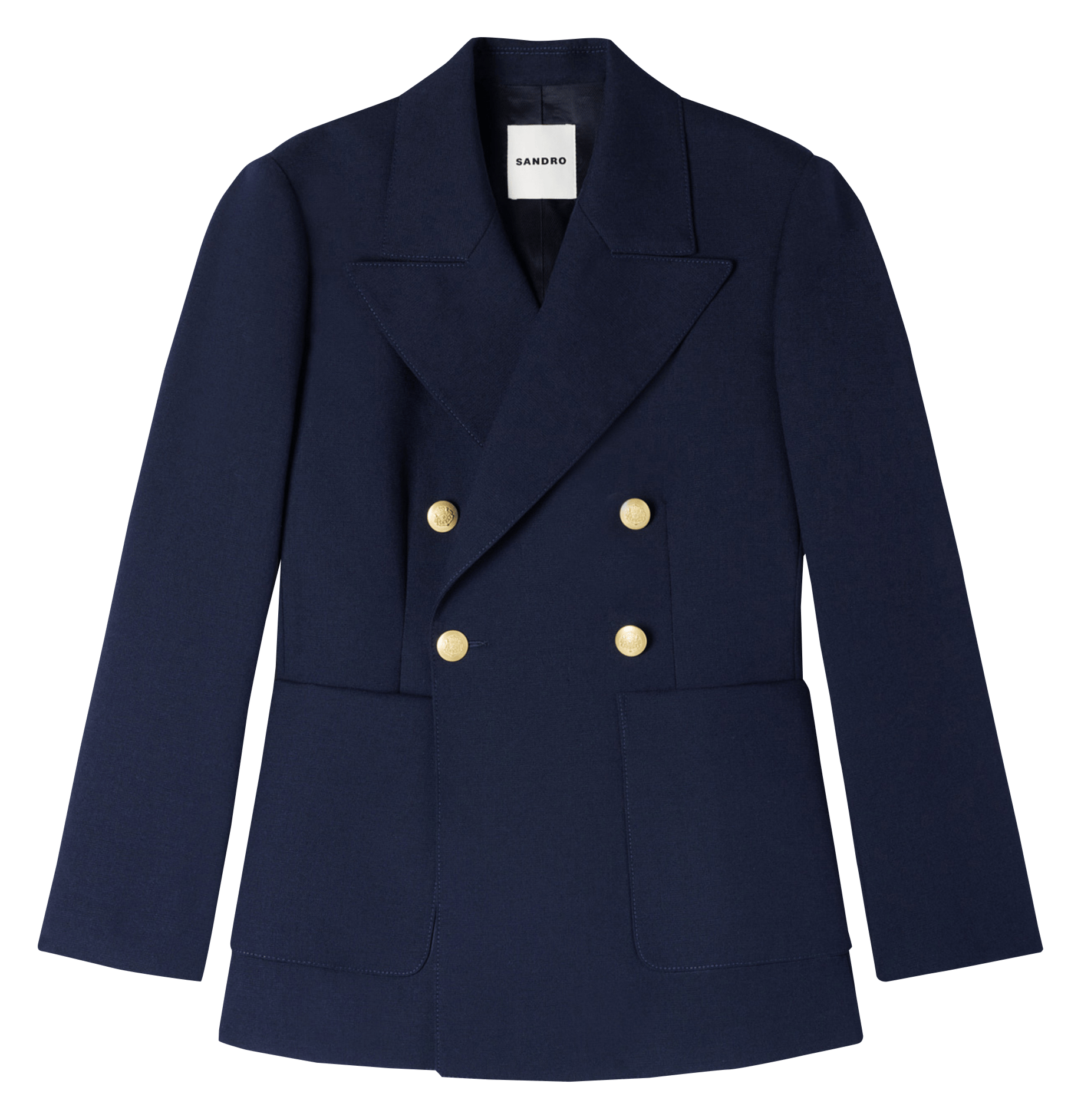 Veste tailleur boutonnée en laine mélangée SANDRO Bleu