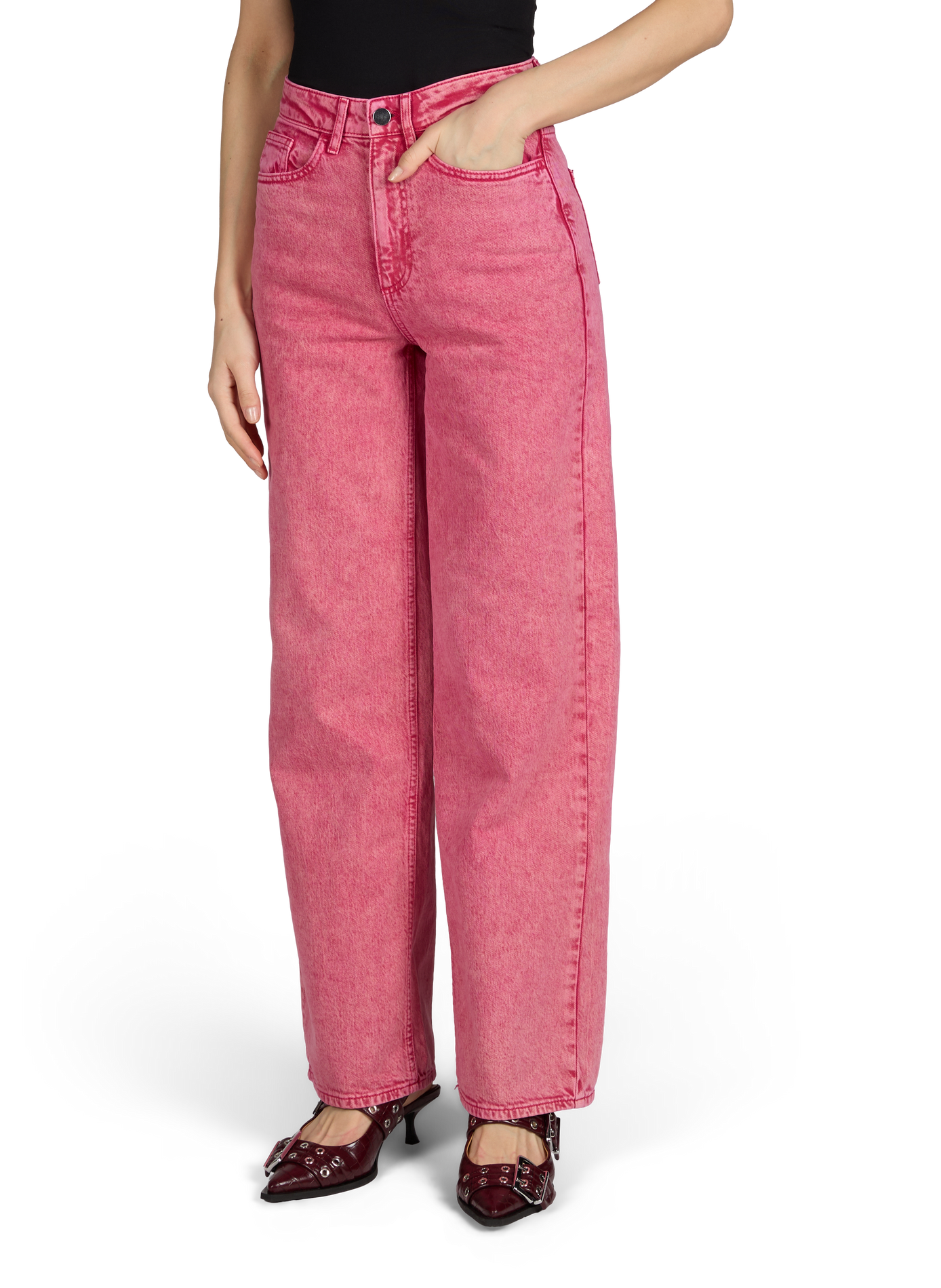 Jean large taille haute Vifreya VILA Rose