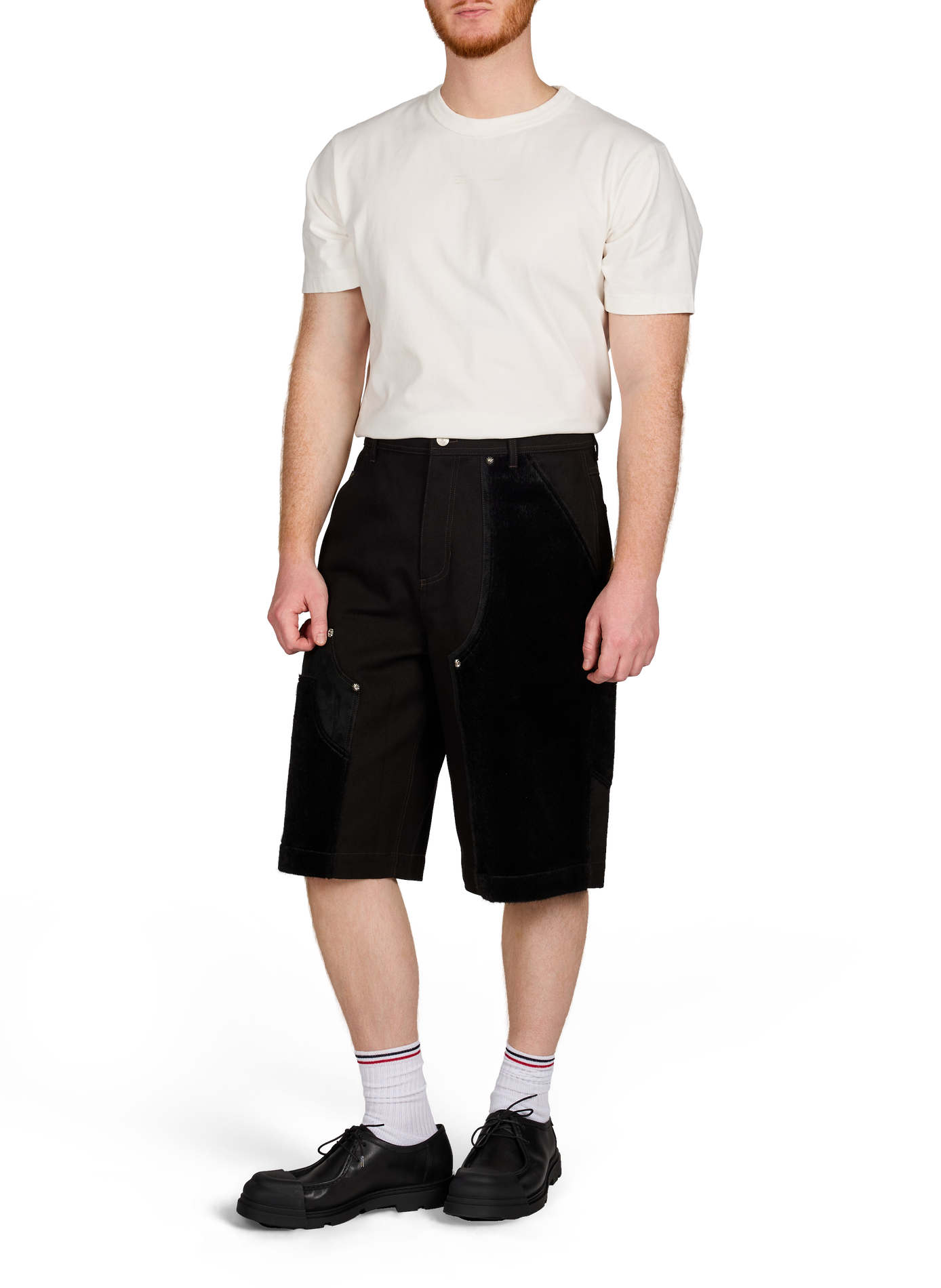 Short Patchwork effet fourrure en coton ANDERSSON BELL Noir