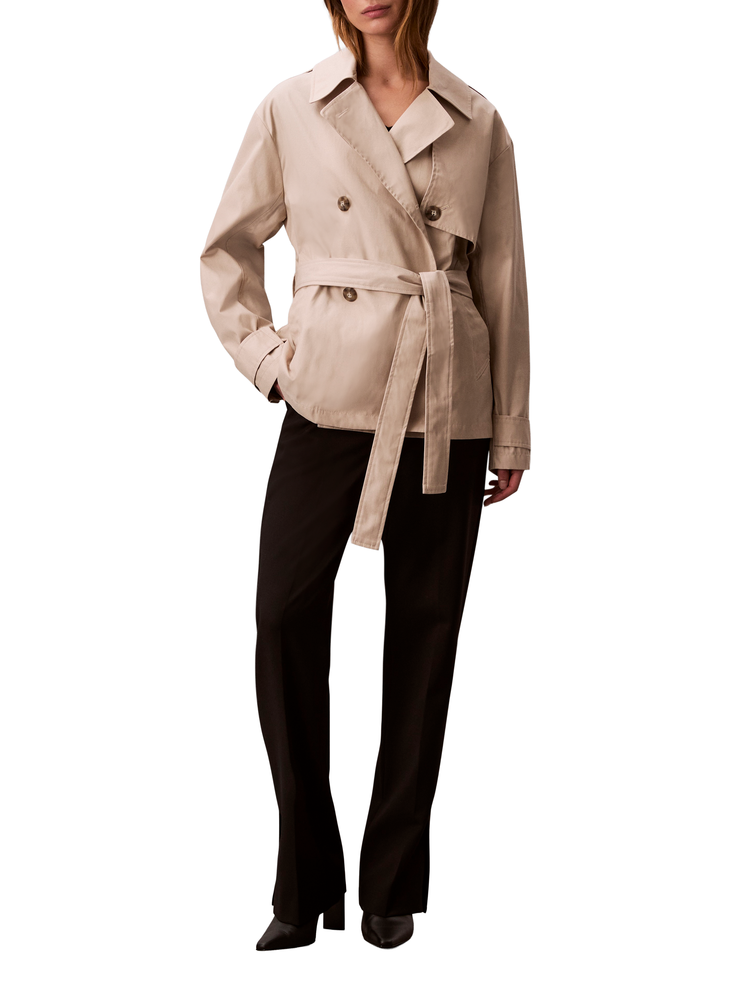 Halflange trenchcoat van katoenmix CALVIN KLEIN Beige