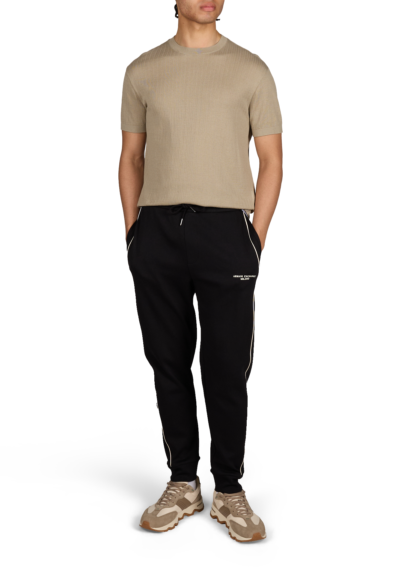 T-shirt tricot en coton ARMANI EXCHANGE Marron