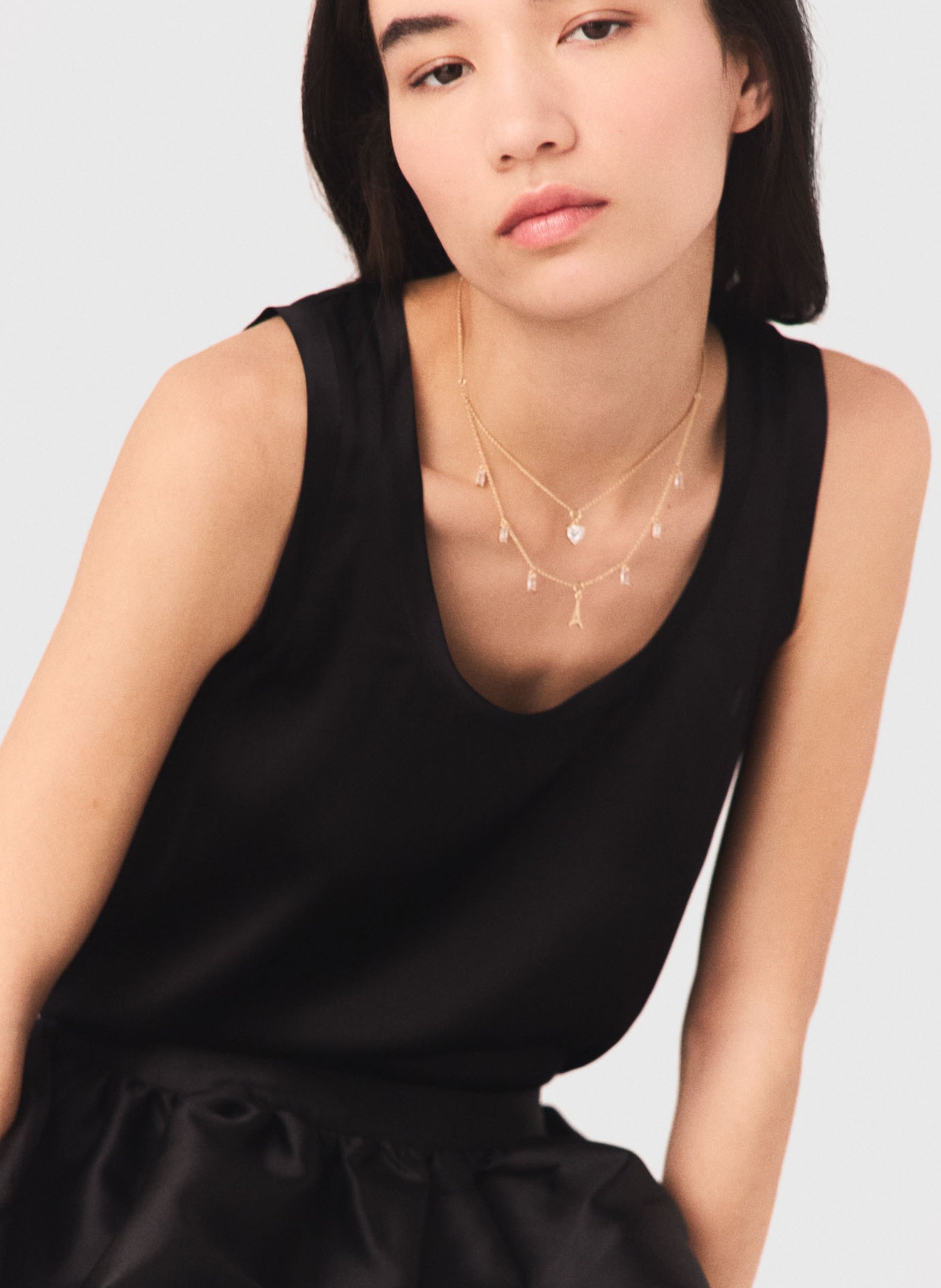 Collier à chaînes strass | Doré MAJE Femme