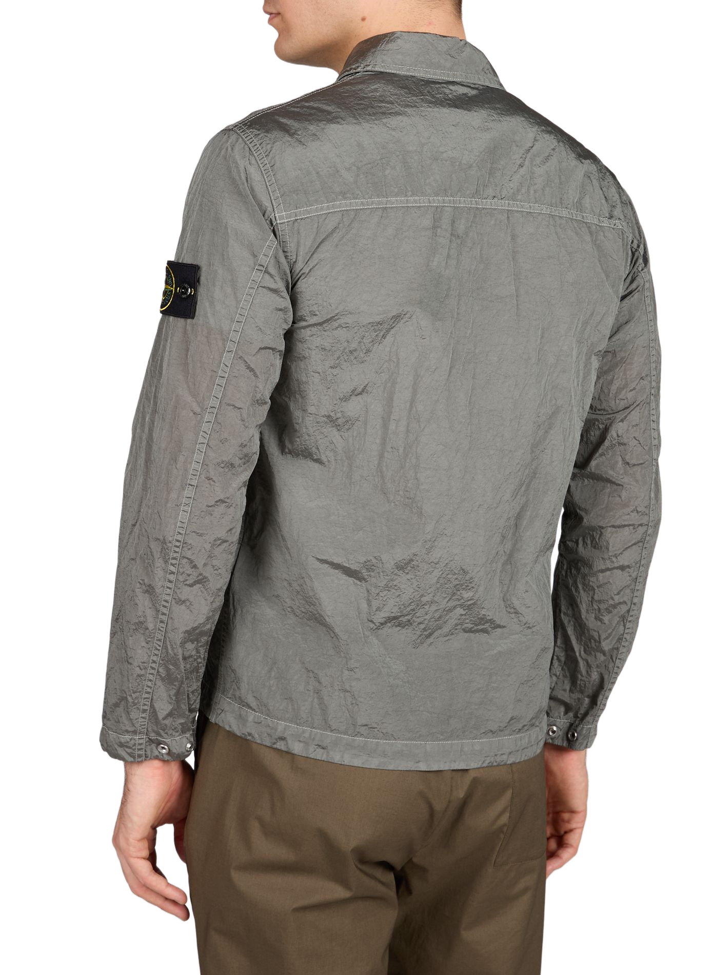 Straight zip-up overshirt in technical fabric STONE ISLAND Grey