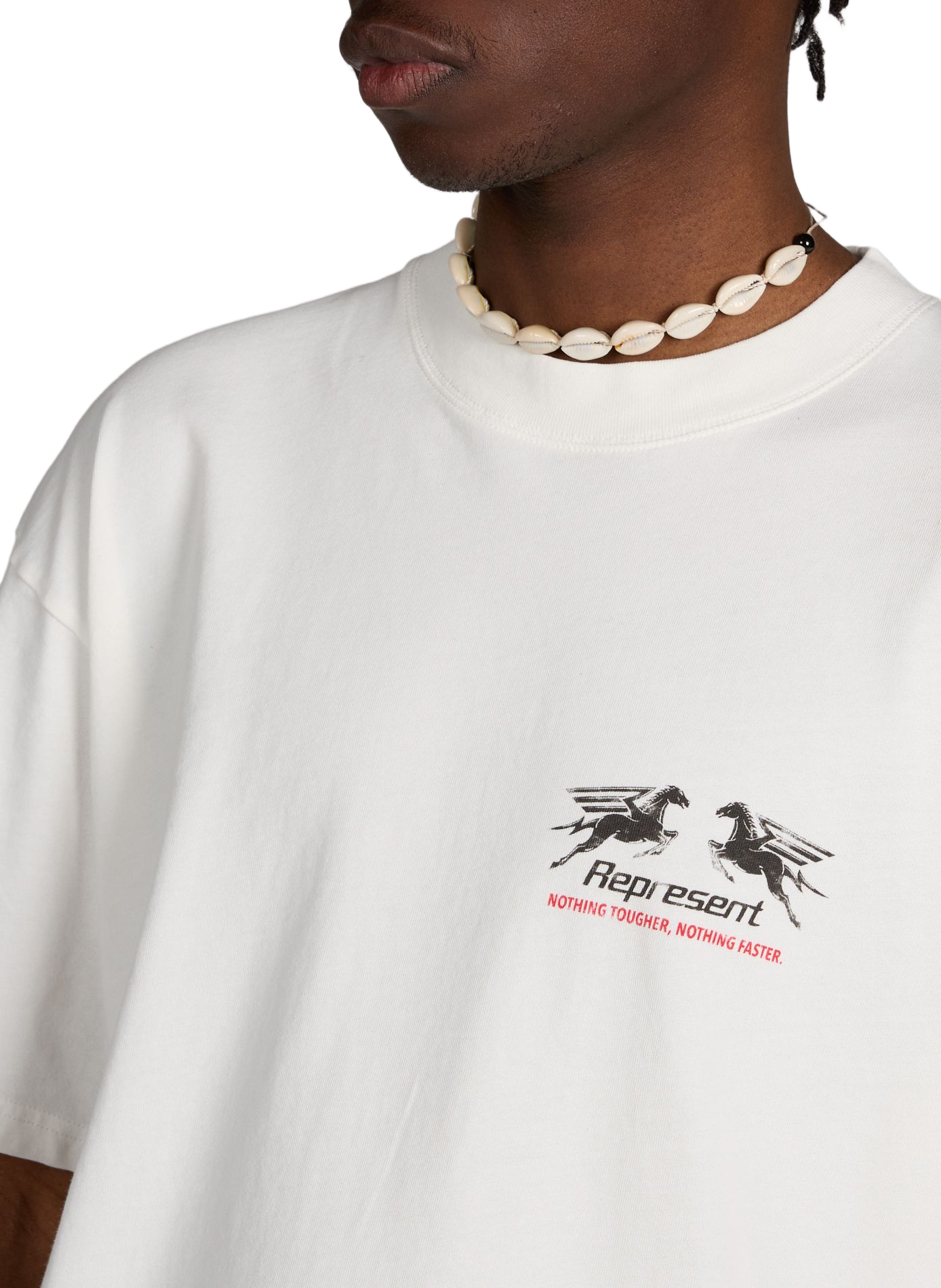 Biker-style cotton t-shirt REPRESENT White