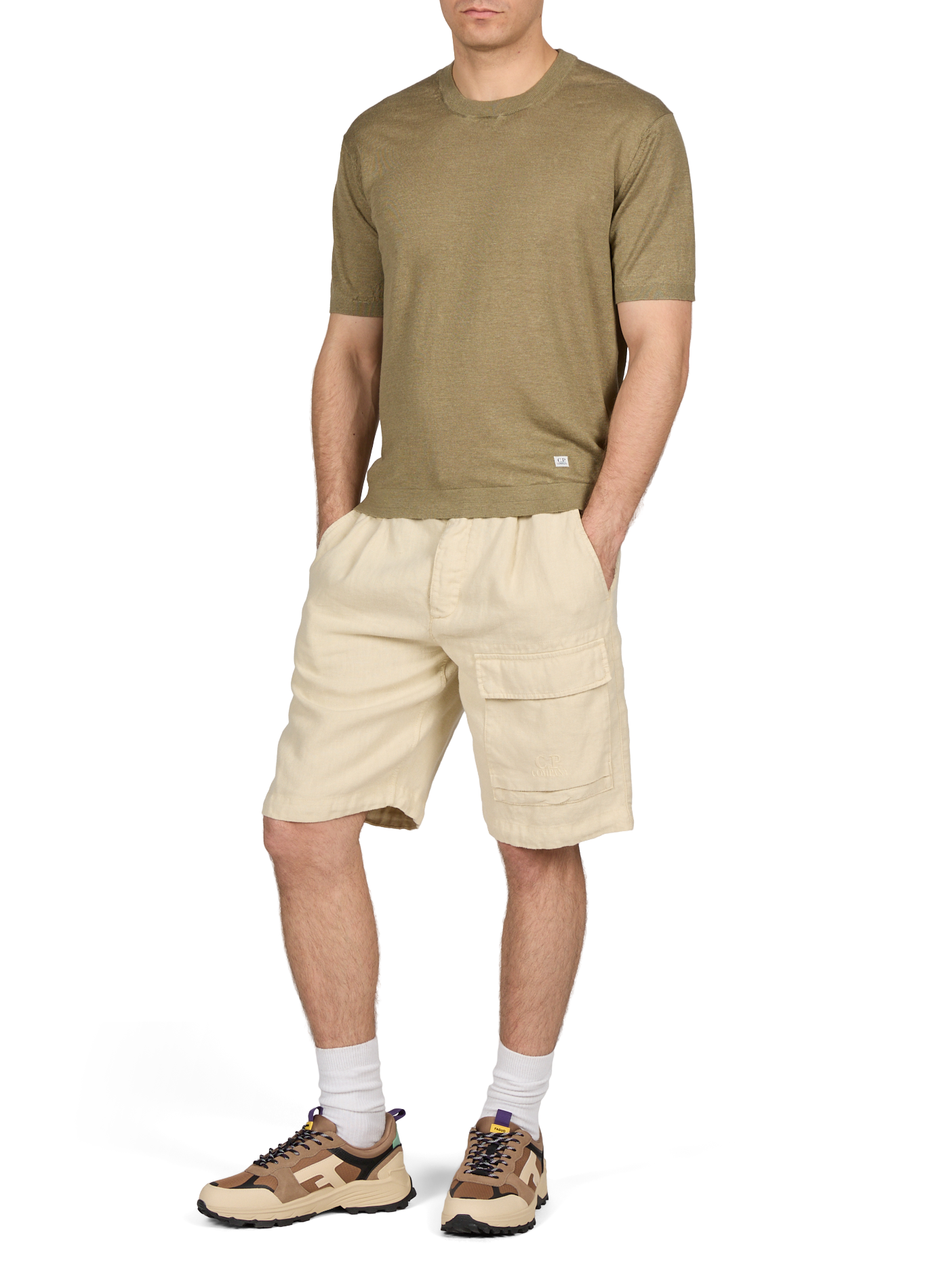 Short uni en lin CP COMPANY Beige