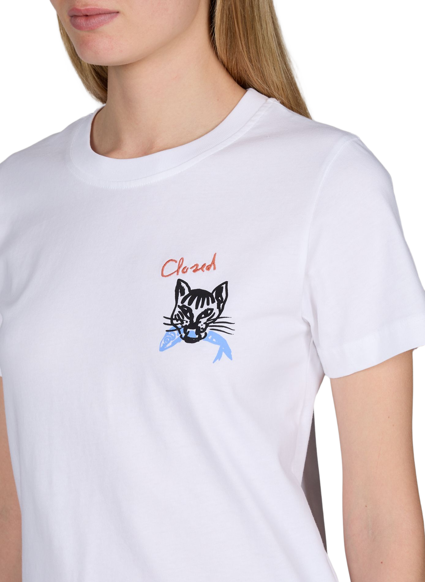 Embroidered cotton T-shirt CLOSED White