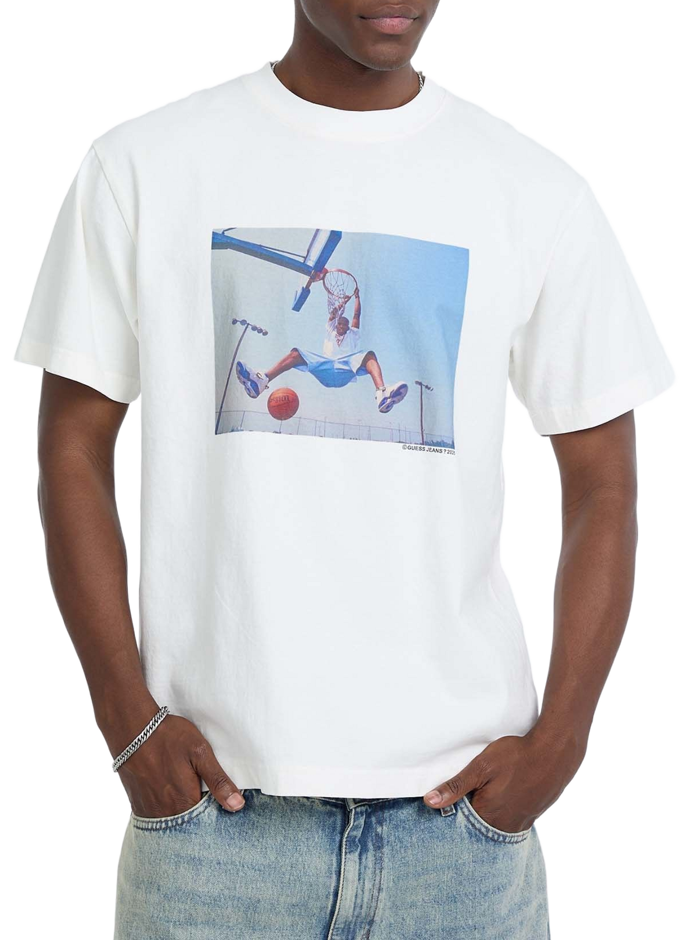 T-shirt imprimé Allen en coton GUESS Blanc