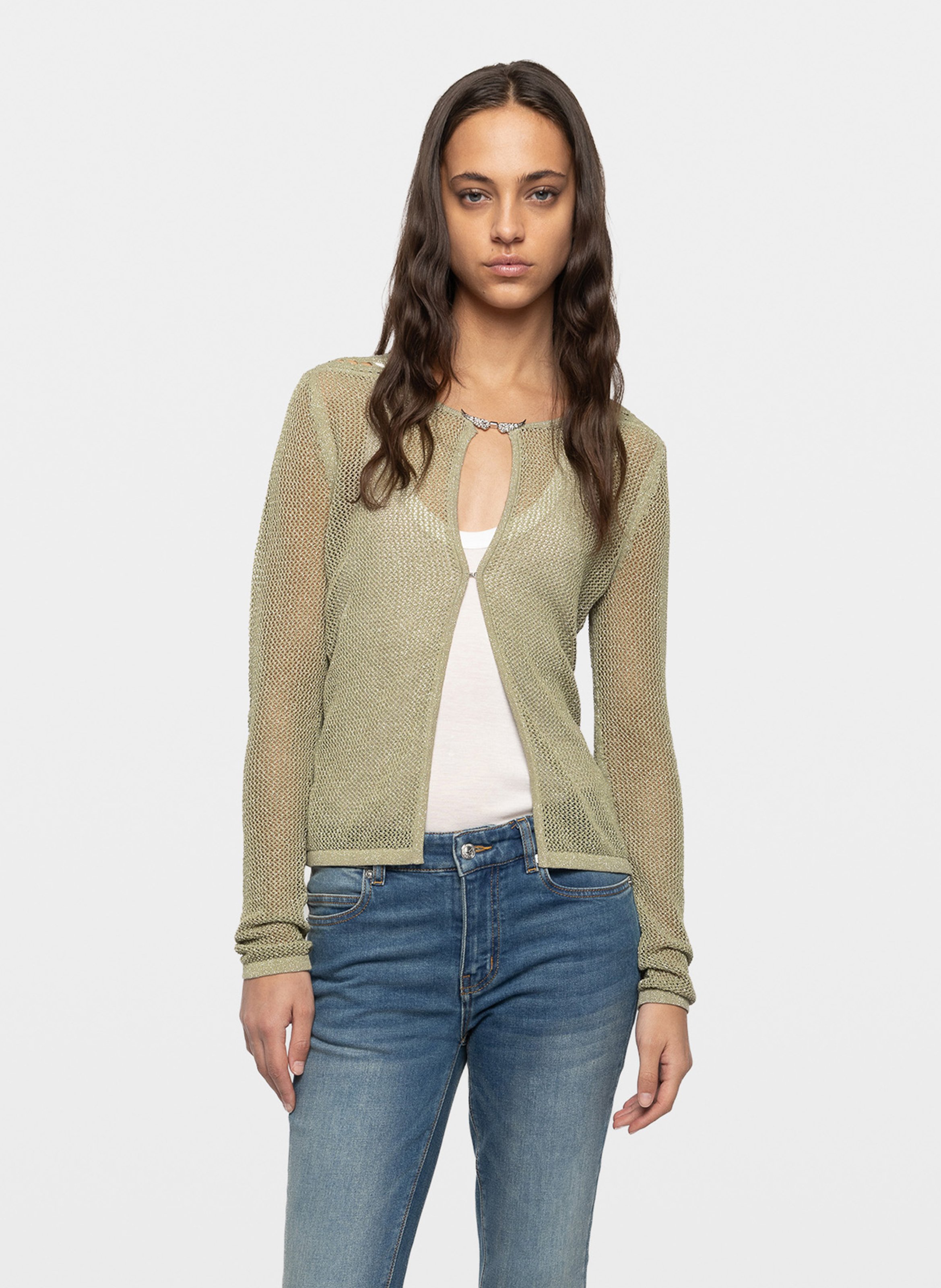 Gilet col rond en coton mélangé saya ZADIG&VOLTAIRE Vert
