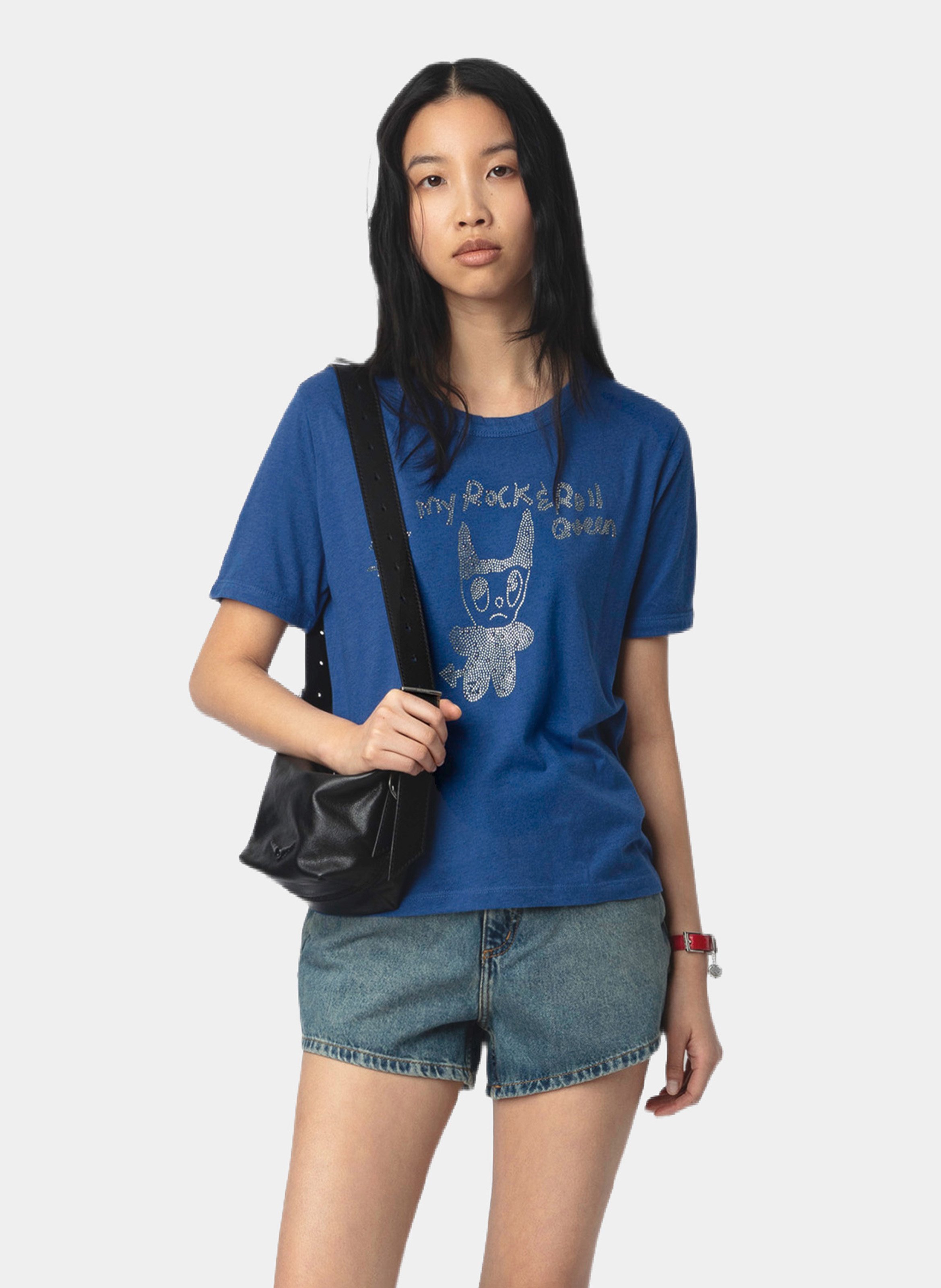 Tee-shirt droit à strass woos ZADIG&VOLTAIRE Bleu