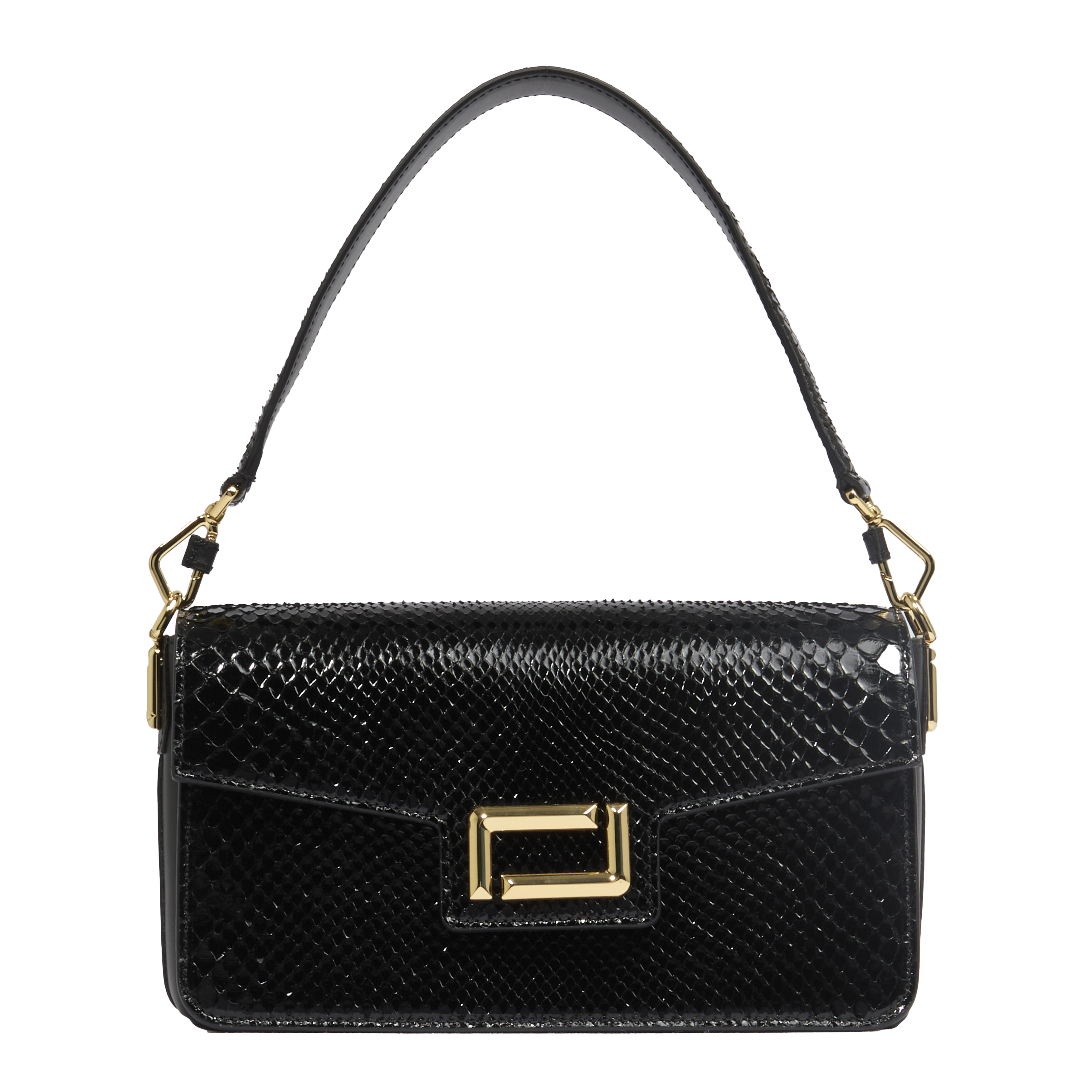 Sac rabat m angèle de lancel noir en python et cuir de vachette LANCEL Noir