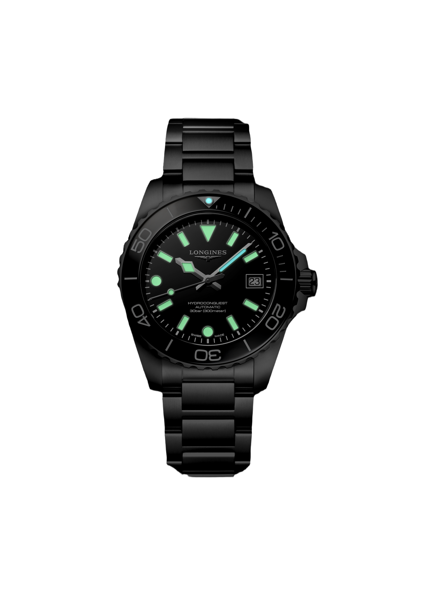 Montre quartz HydroConquest en acier inoxydable LONGINES Noir