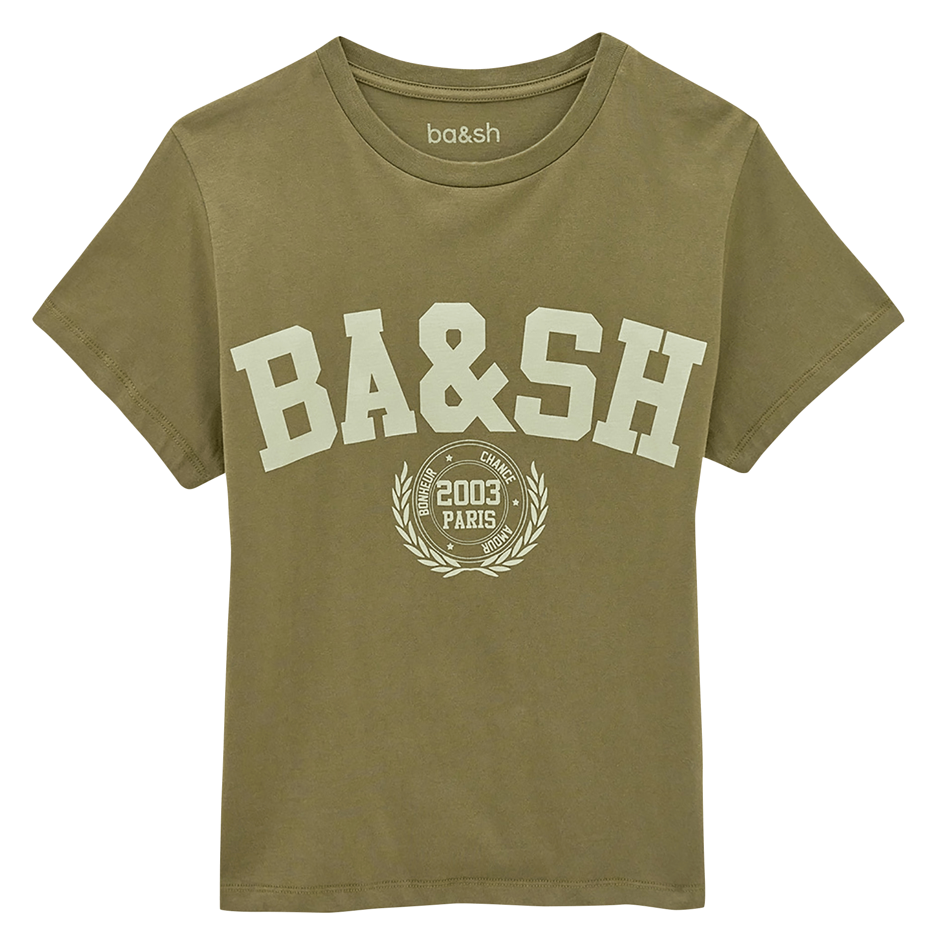 T-shirt met korte mouwen en print van katoen ioni BA&SH Kaki