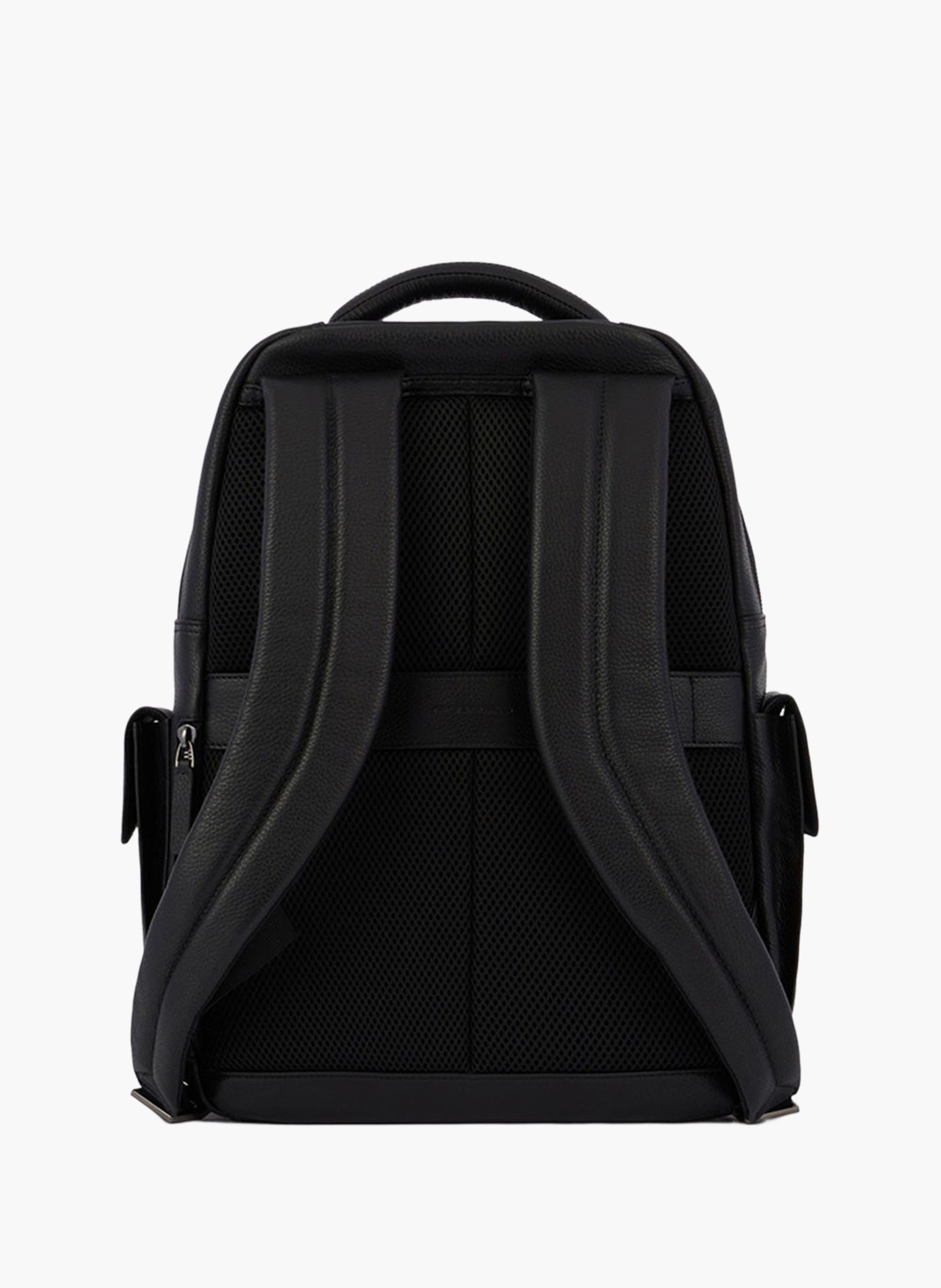 Three-compartment leather laptop backpack 15.6" PIQUADRO Black