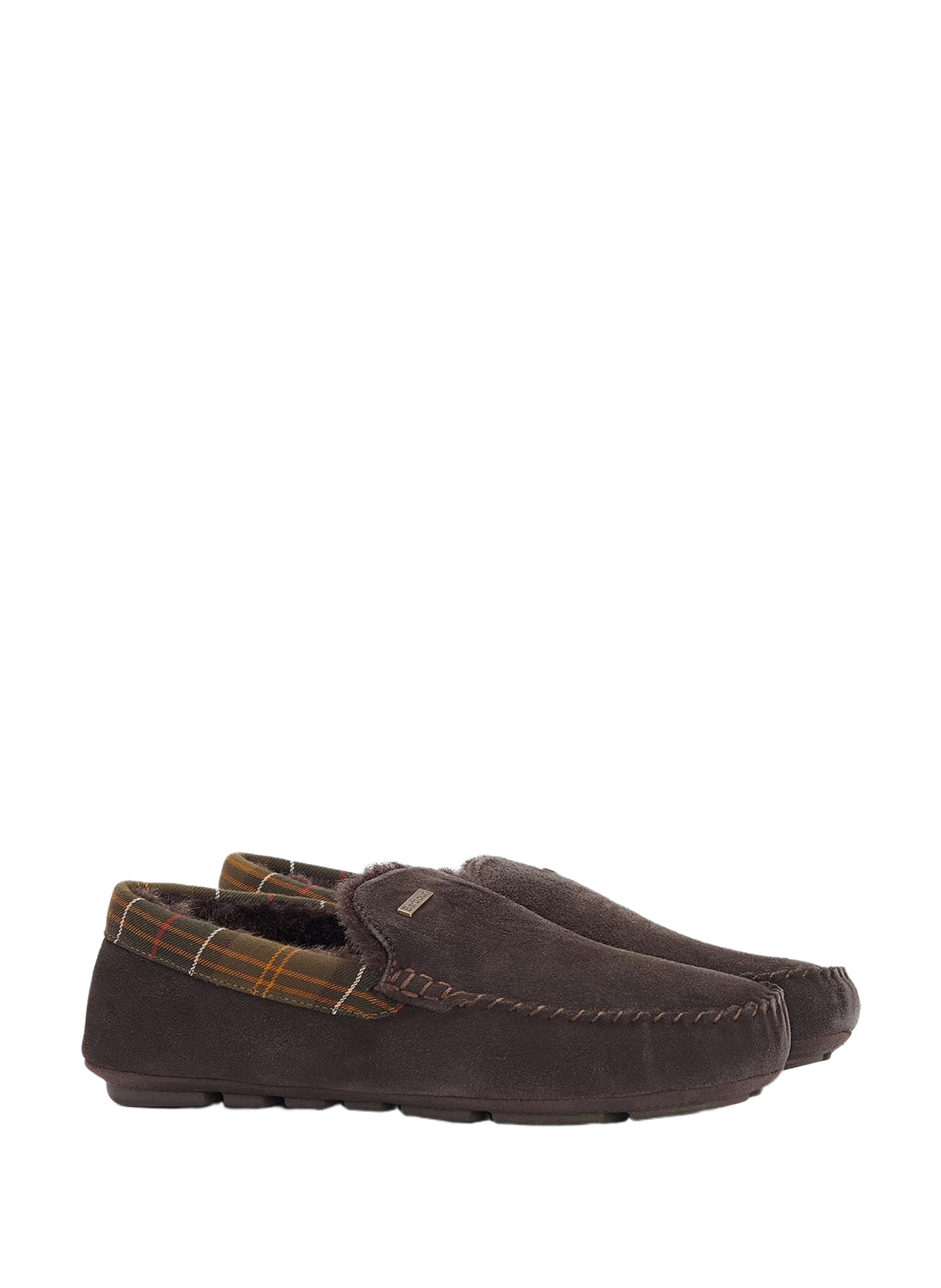 Mixed leather moccasin slippers BARBOUR Brown