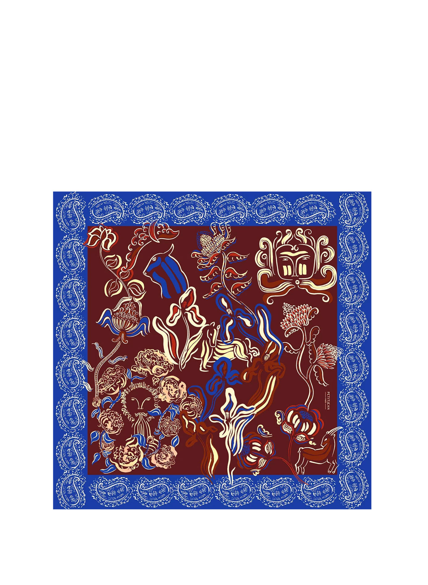 Bedrucktes Wolltuch PETITJEAN PARIS Blau
