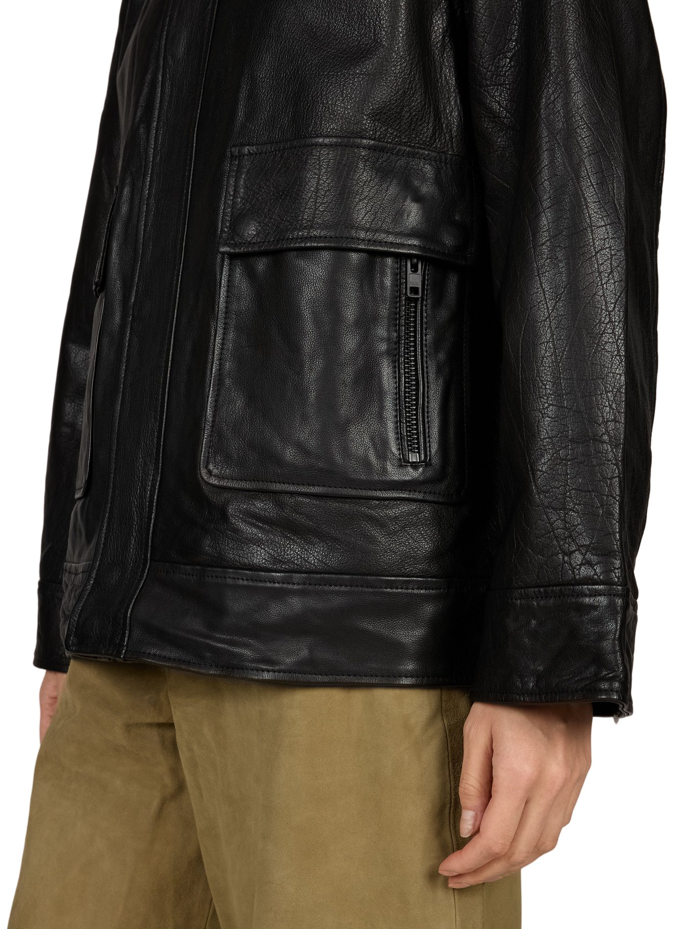 Oversized leather jacket | Black ROUGE EDIT Women