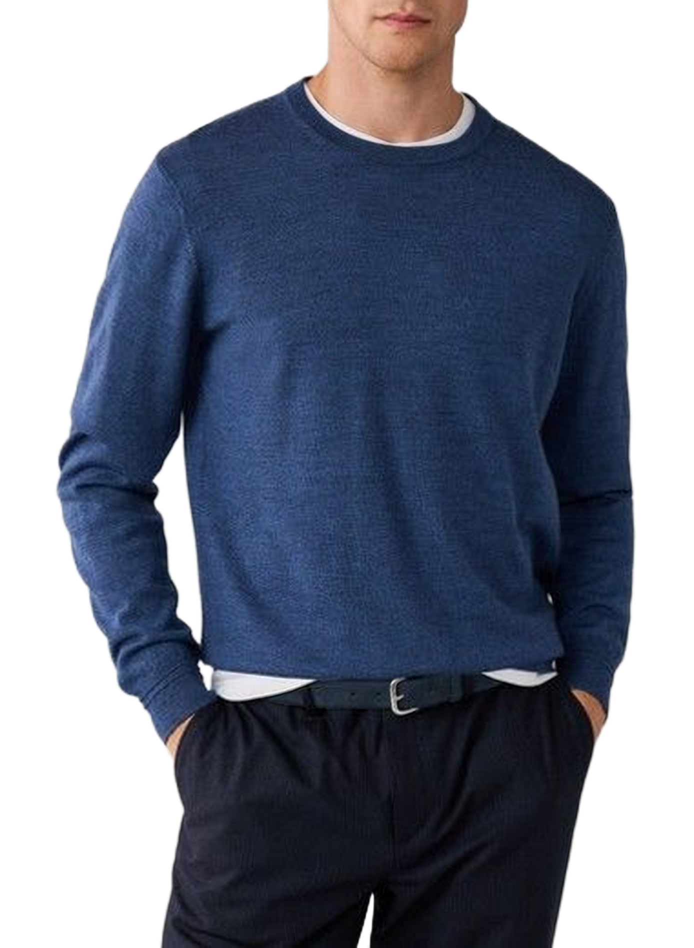 Maglione diritto a collo tondo in lana FACONNABLE Blu