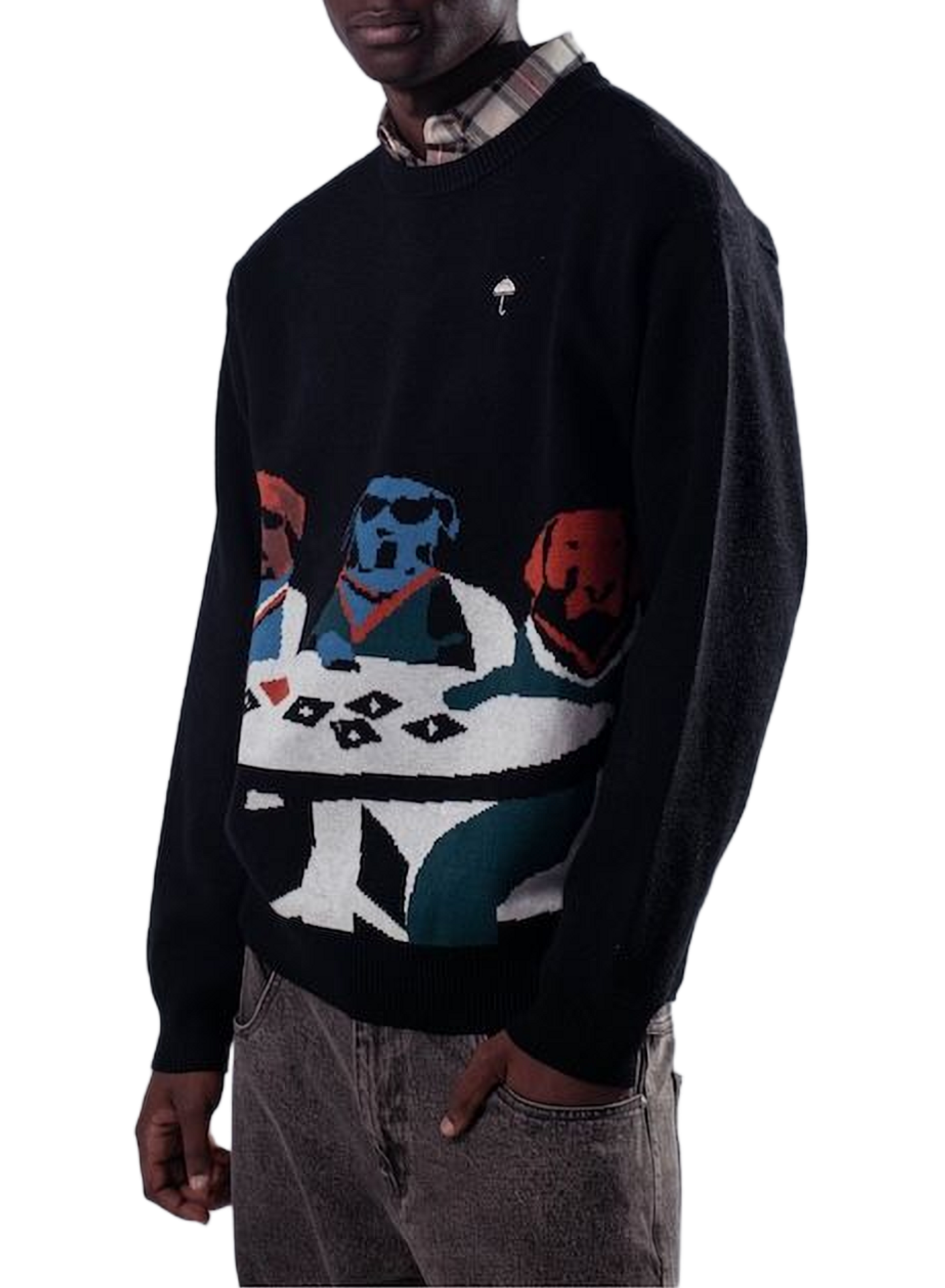 Gerade geschnittener Pullover mit Rundhalsausschnitt und Print HELAS CAPS Schwarz