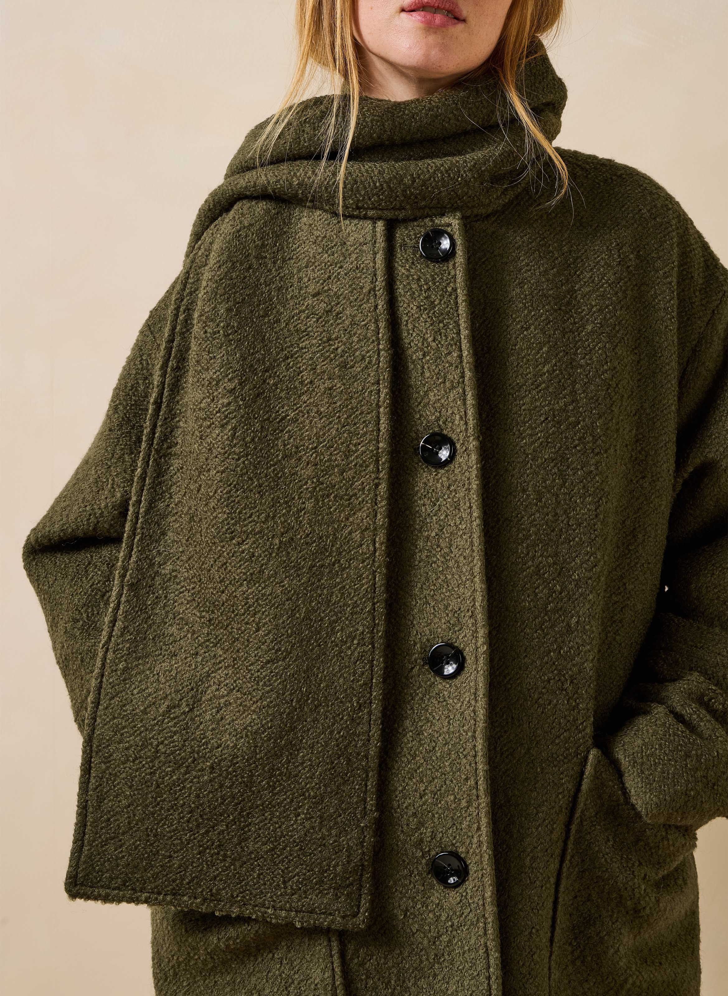 Oversized jas van een gerecyclede wolmix LA FEE MARABOUTEE Groen