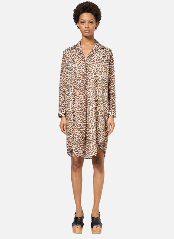 Robe chemise léopard en coton - pina Marron by GERARD DAREL GERARD DAREL Robe chemise léopard en coton - pina Marron