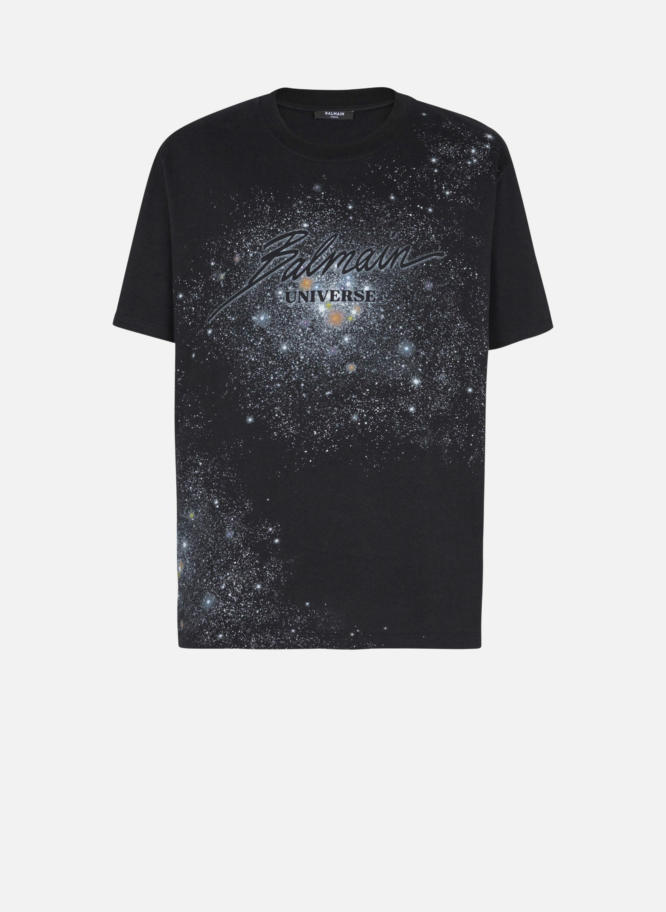 T-shirt imprimé balmain universe logo et étoiles BALMAIN Noir