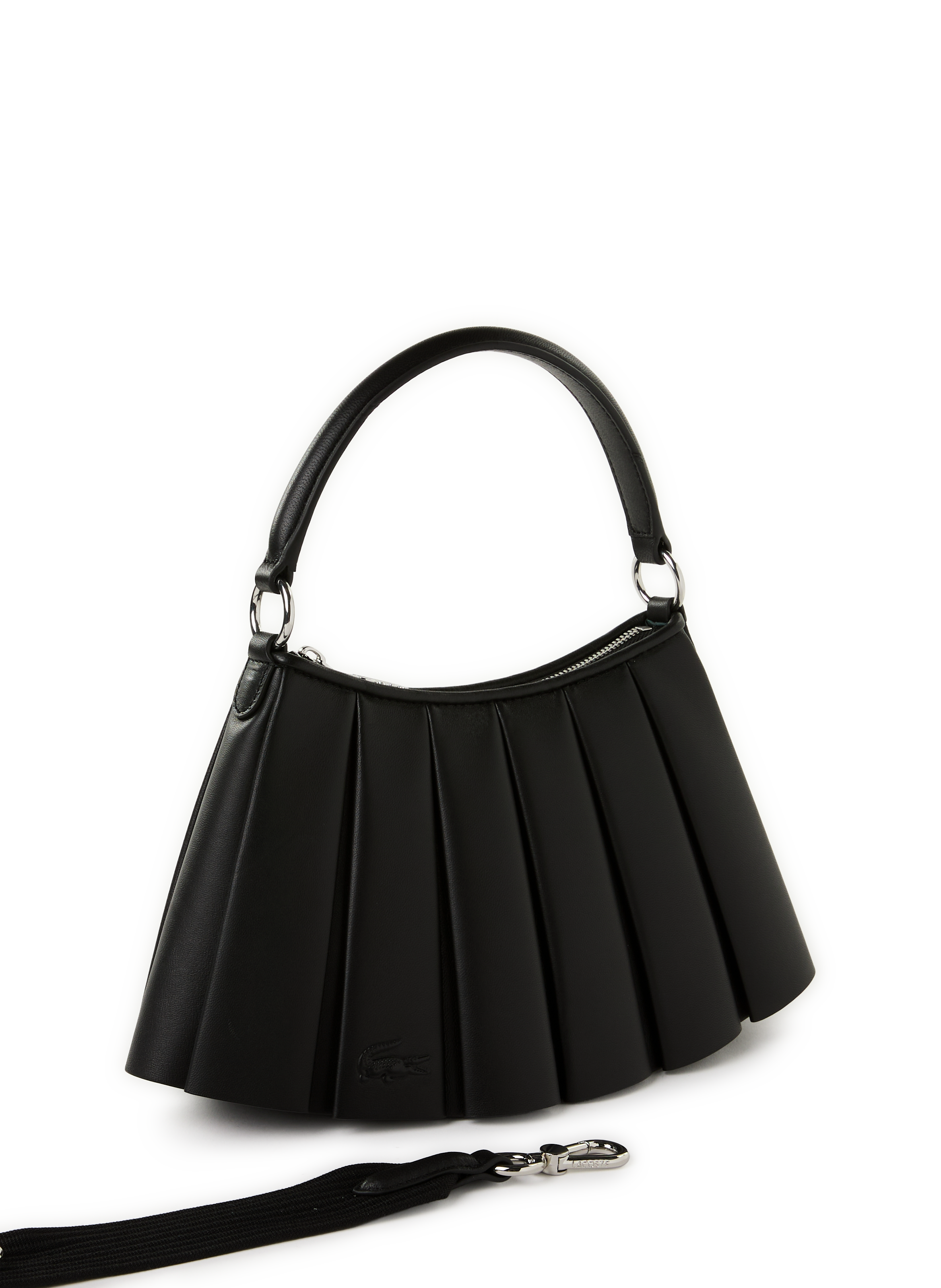 Petit sac Lenglen plissé en cuir LACOSTE Noir