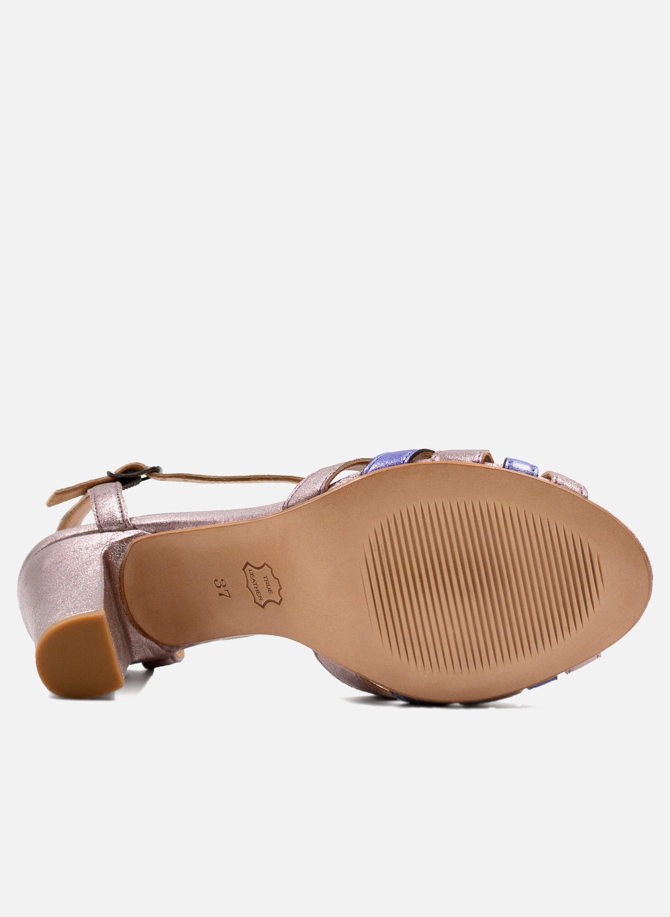 Sandales talon brides cuir métalisé JULES & JENN Bleu