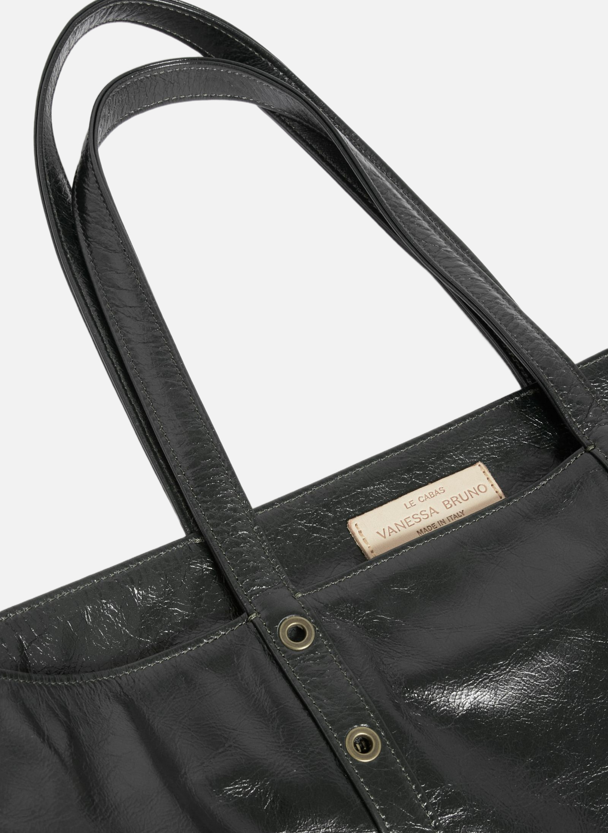 Cabas L en cuir Noir