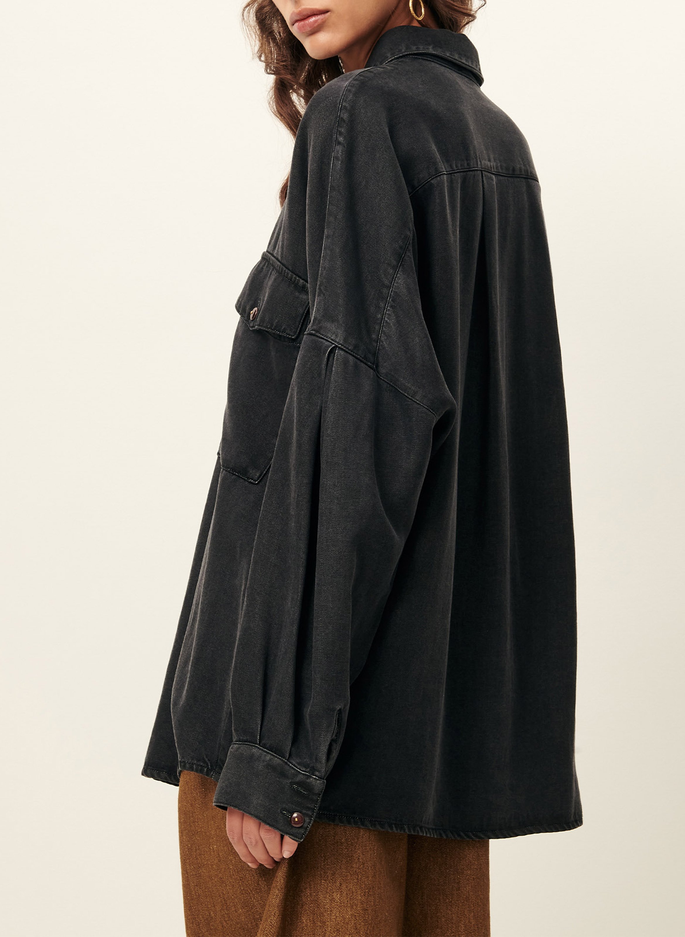 Chemise oversize col classique botaniella SESSUN Noir