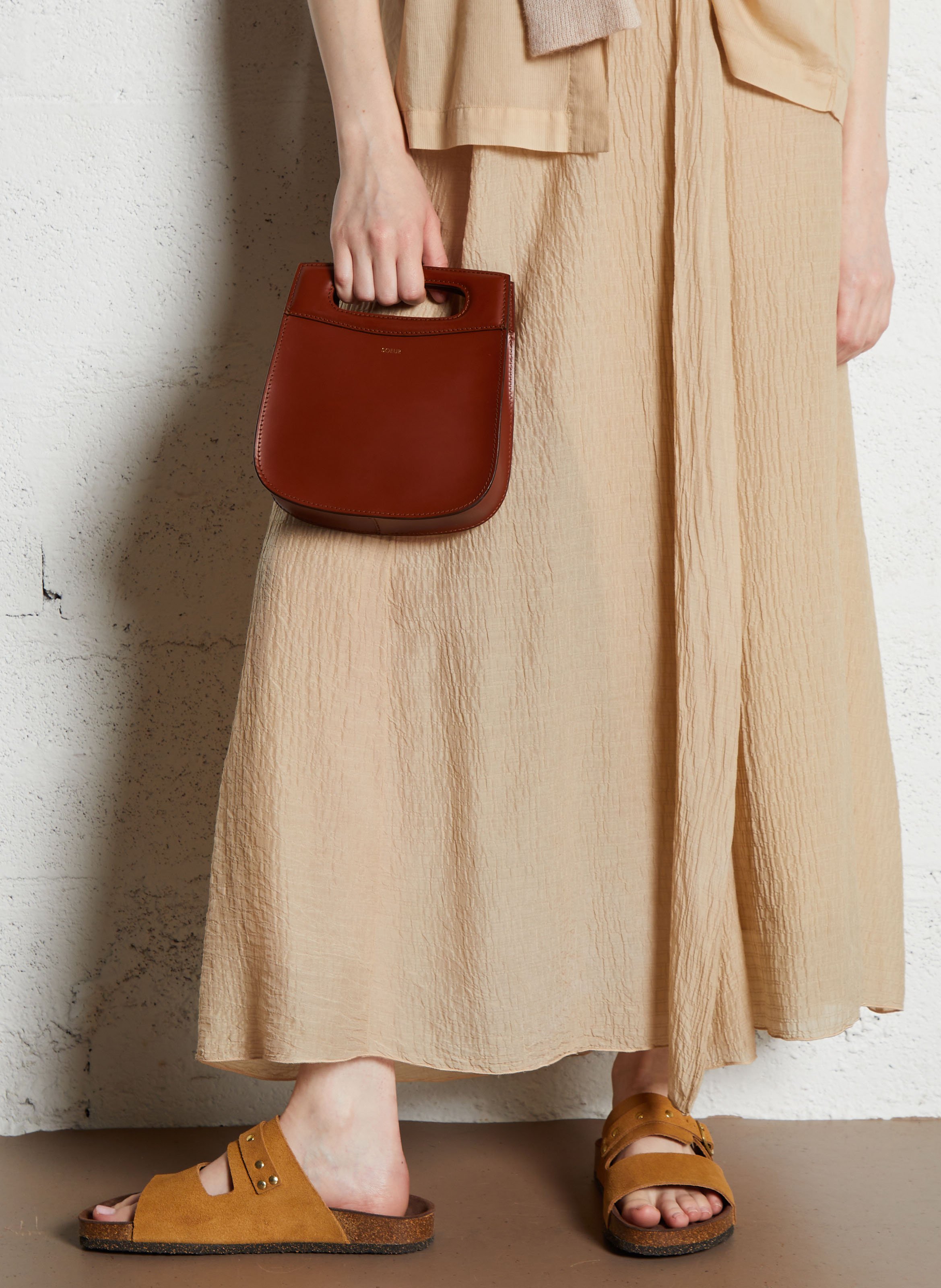 Sac bandoulière en cuir cheri mini SOEUR Marron