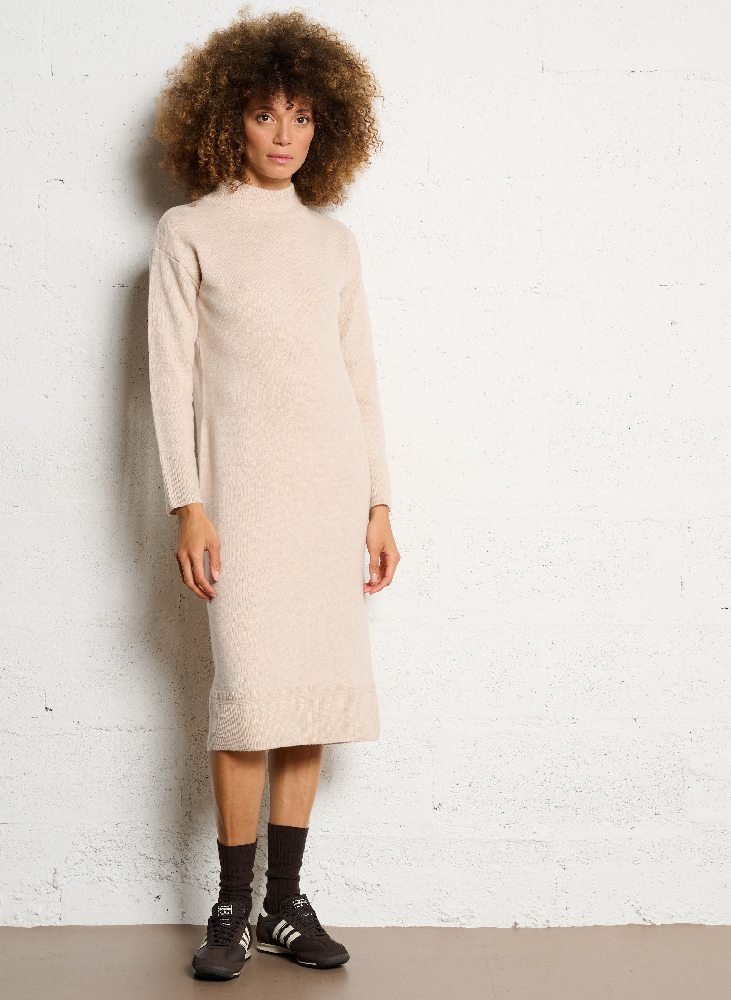 Robe pull droite col montant en laine roxana MAISON 123 Blanc