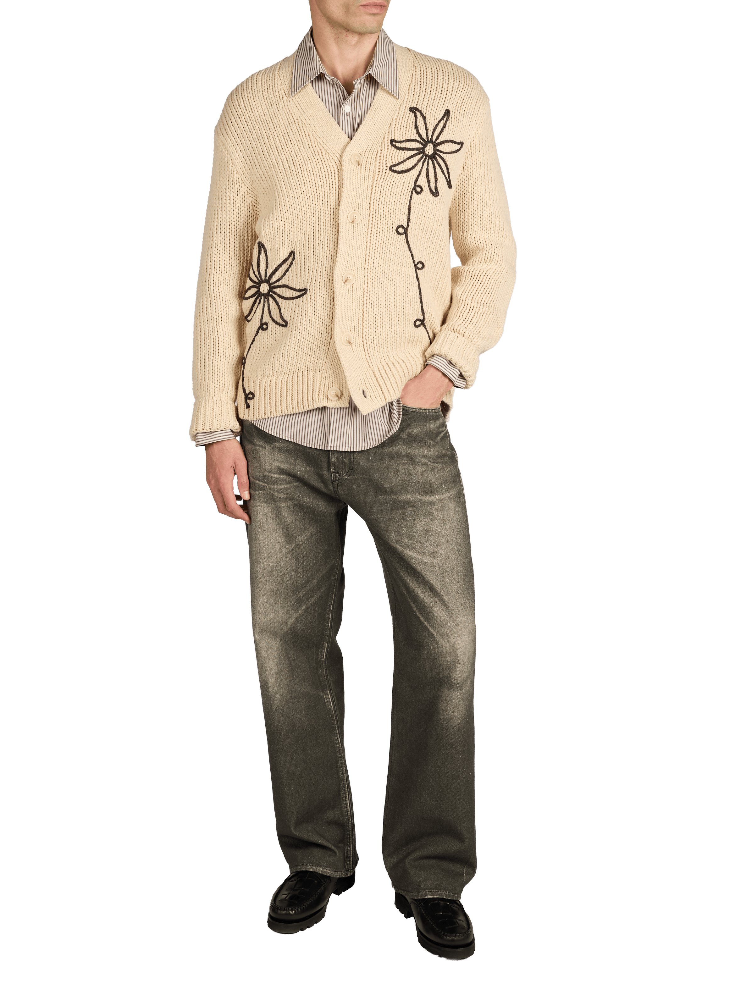 Jeans délavé large en coton OUR LEGACY Noir