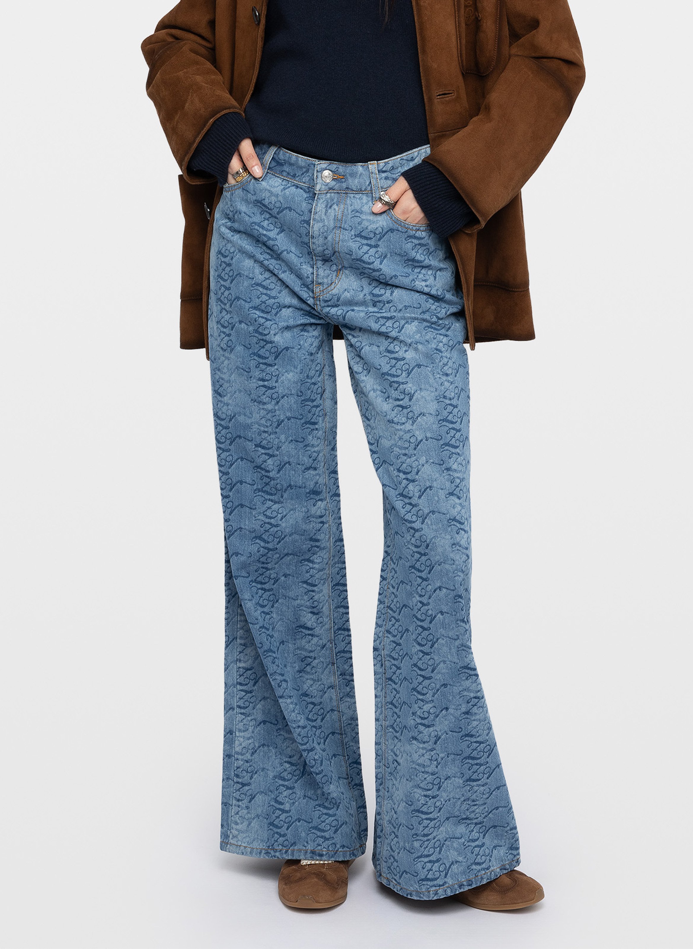 Jean évasé monogrammes en coton ete ZADIG&VOLTAIRE Bleu