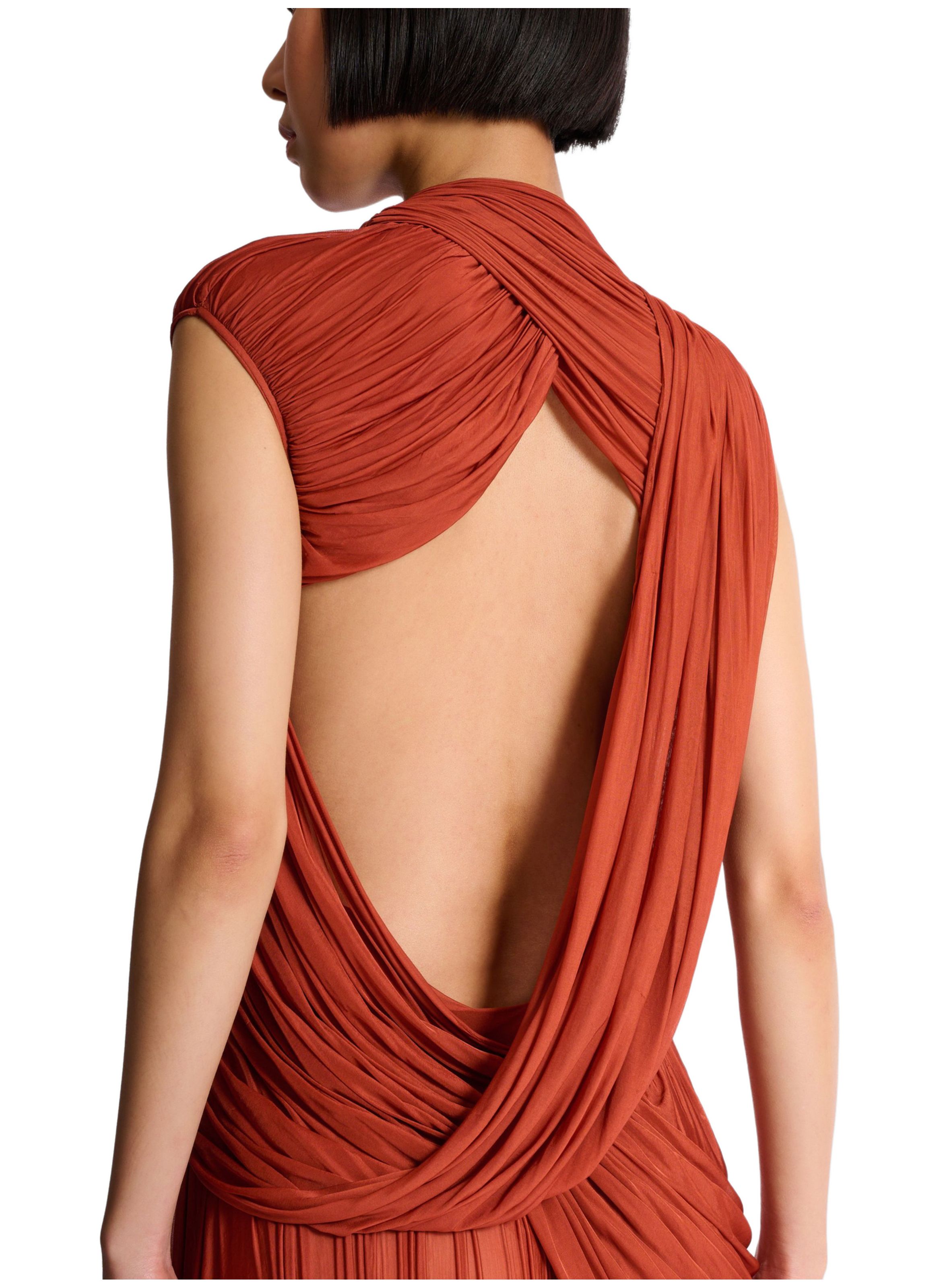 Robe drapée en jersey fluide BALMAIN Rouge