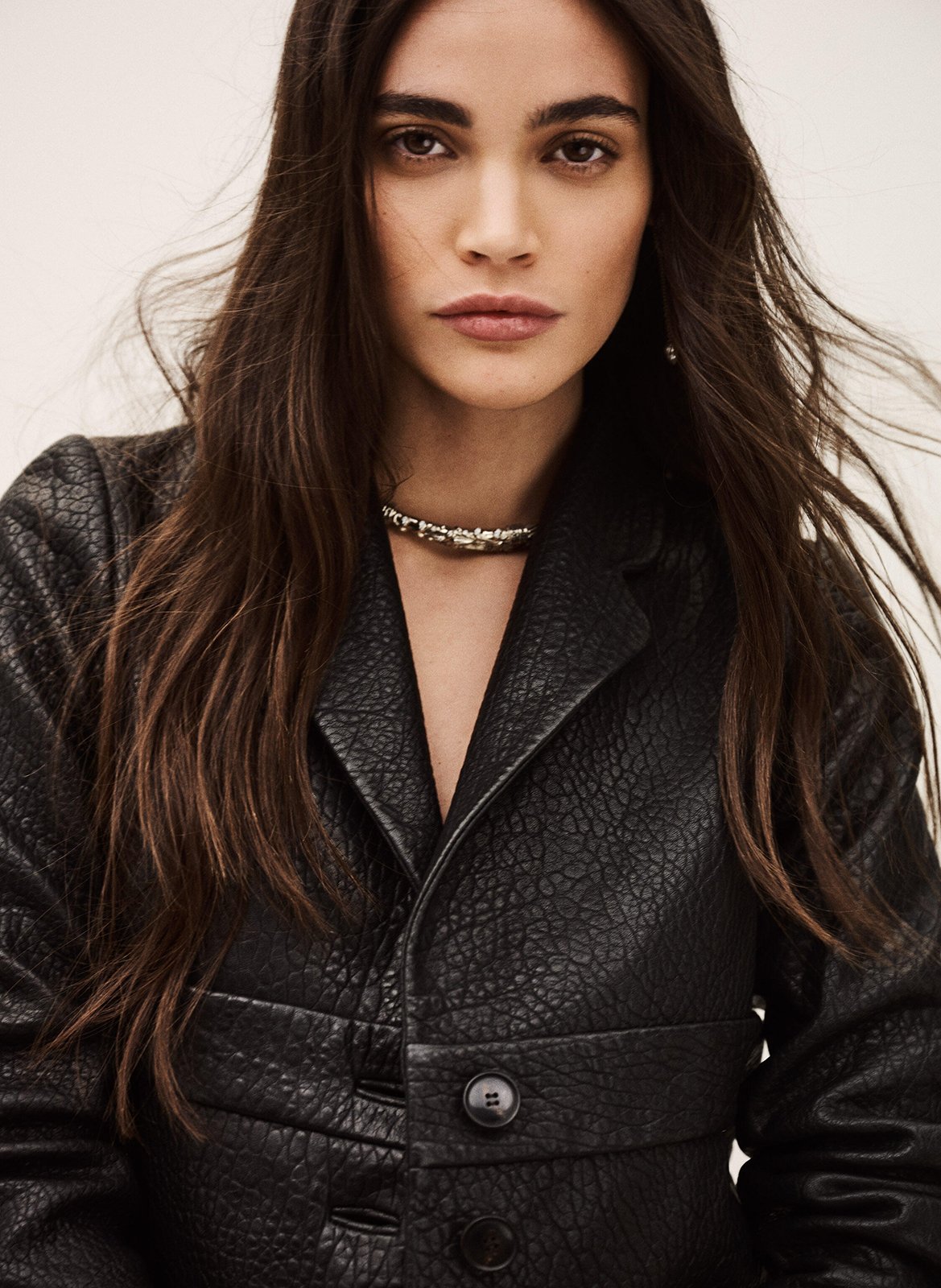 Veste droite col tailleur en cuir borfeo BA&SH Noir