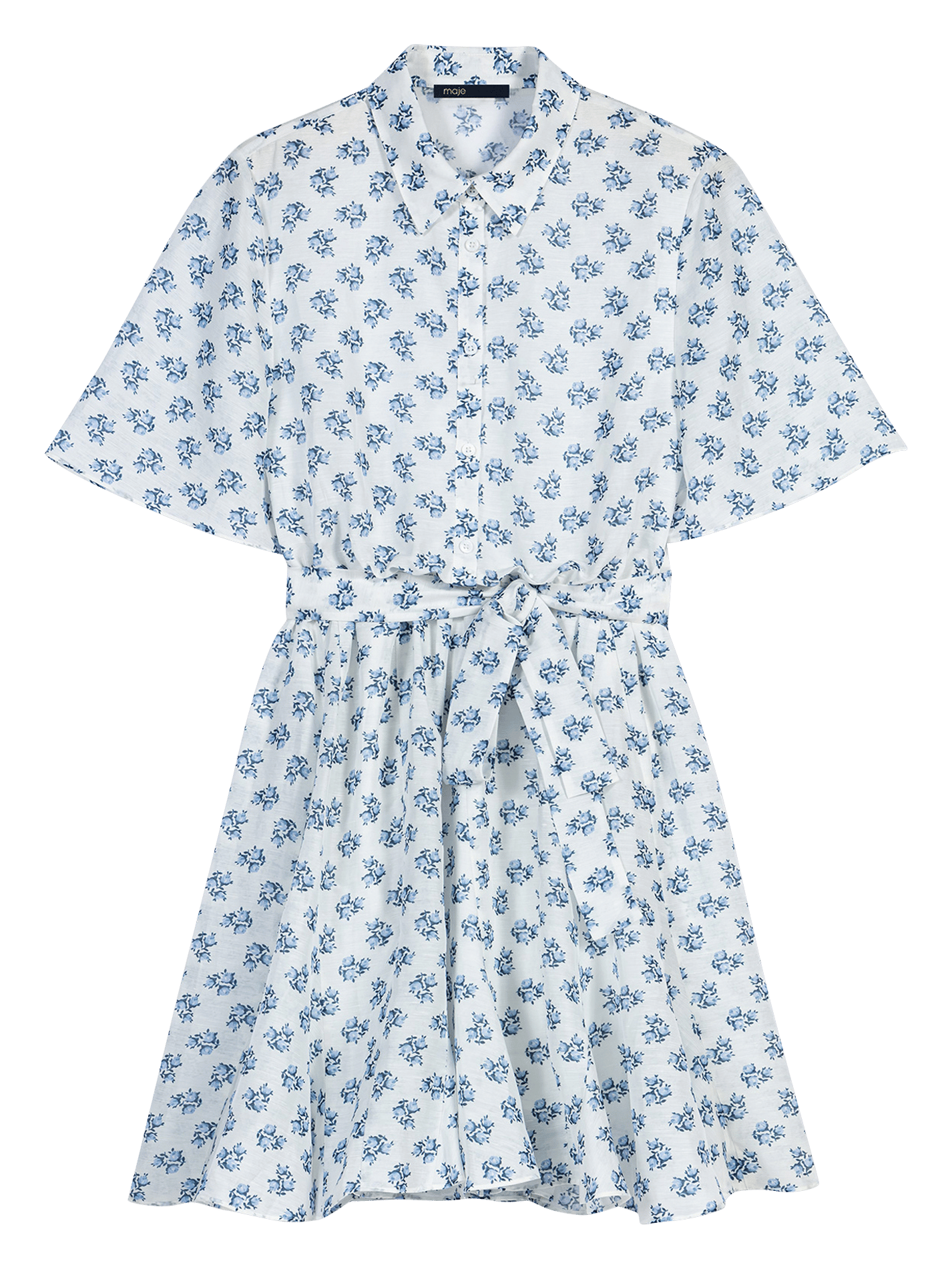 Robe courte évasée imprimée MAJE Bleu