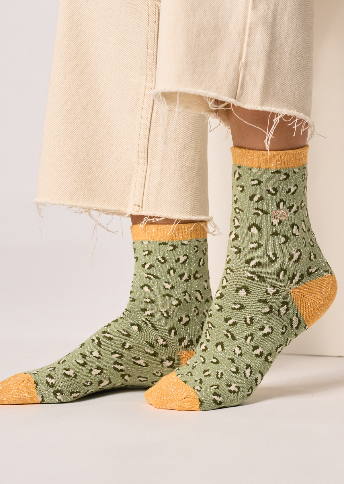 Chaussettes en coton peigné léopard BILLYBELT Vert