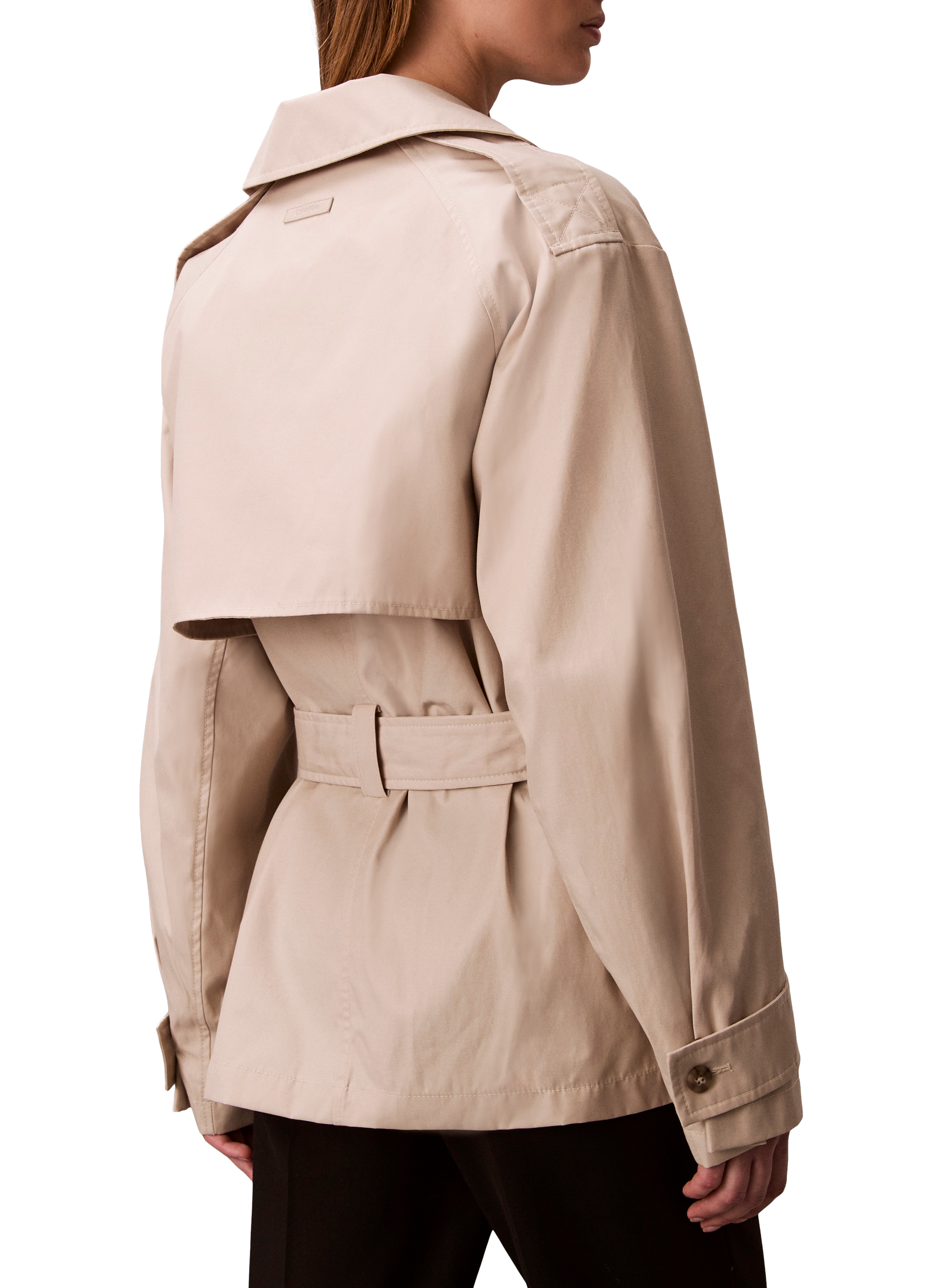Halflange trenchcoat van katoenmix CALVIN KLEIN Beige