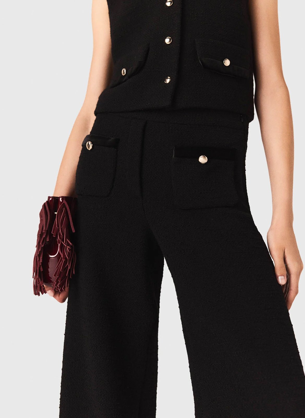 Pantalon droit en tweed MAJE Noir