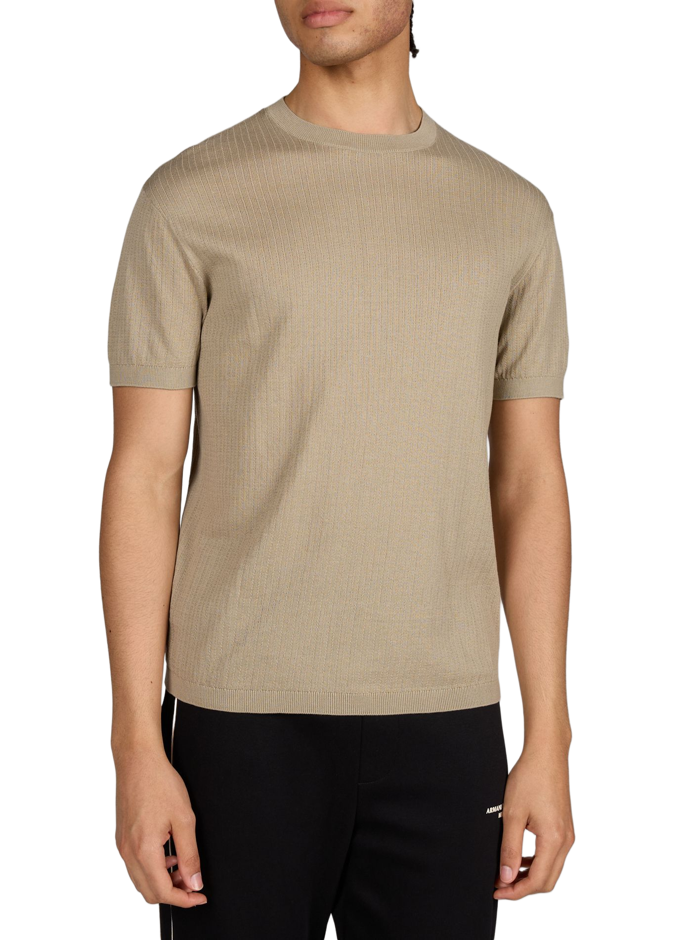 T-shirt tricot en coton ARMANI EXCHANGE Marron