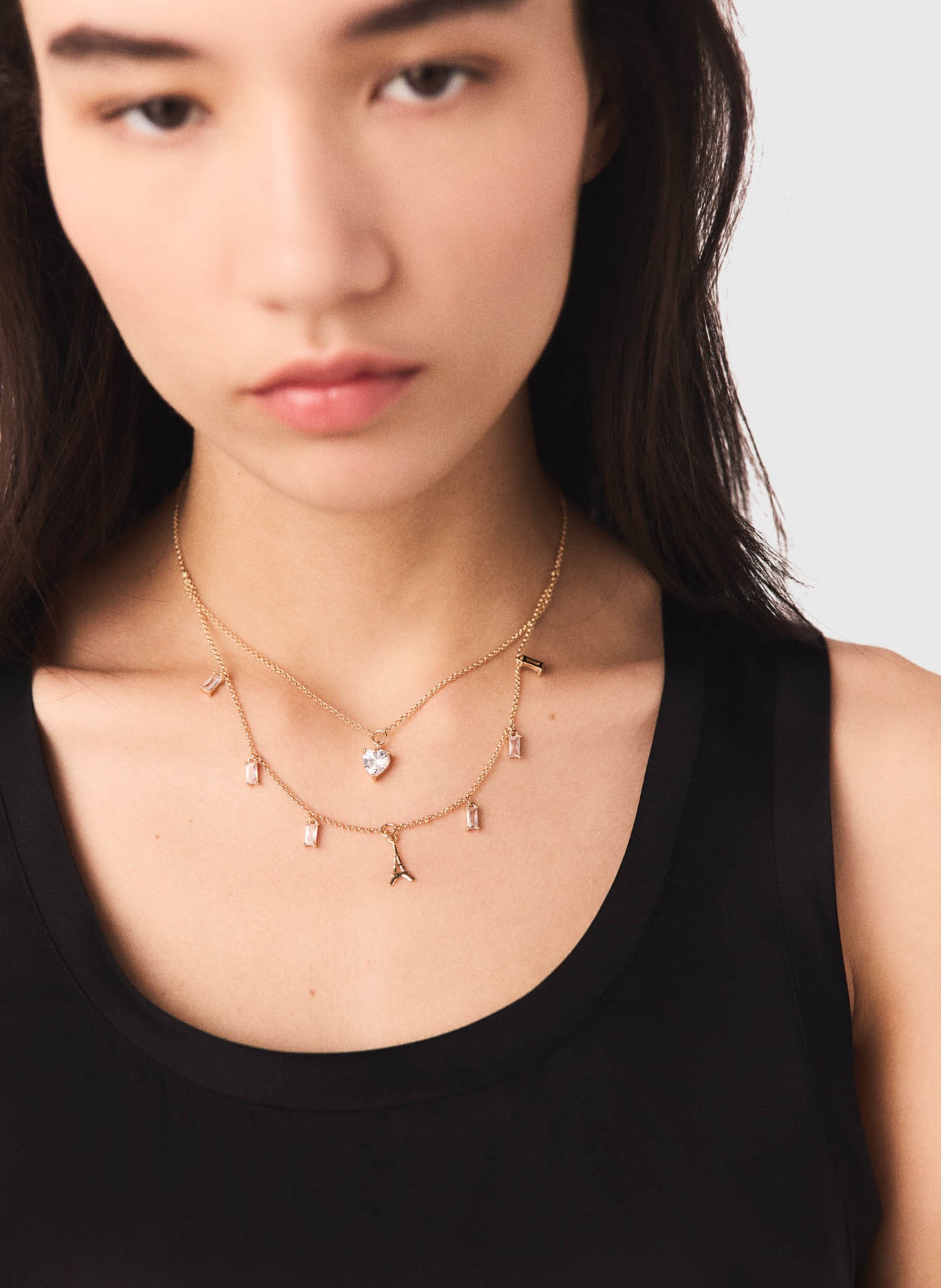 Collier à chaînes strass | Doré MAJE Femme