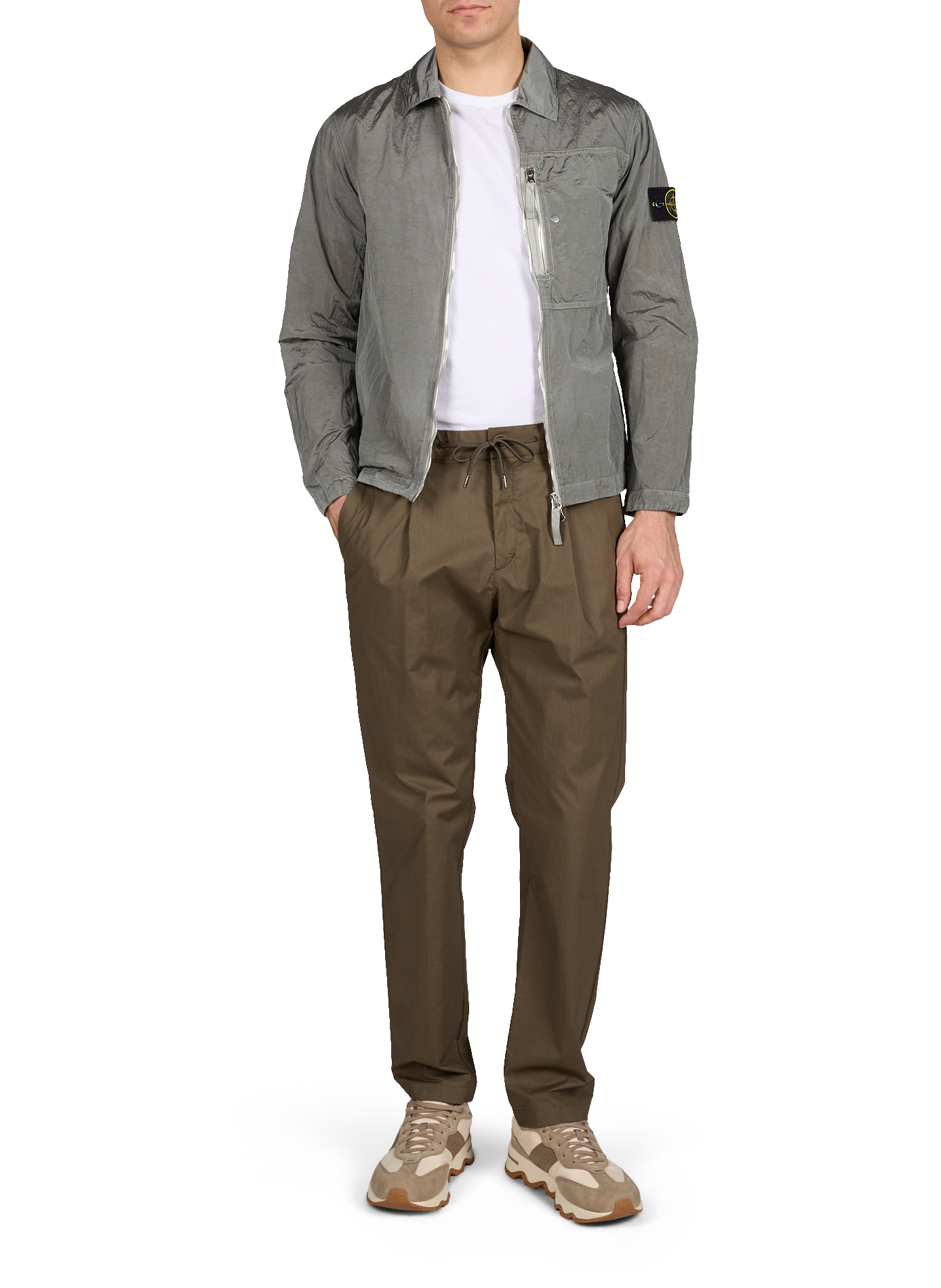 Straight zip-up overshirt in technical fabric STONE ISLAND Grey