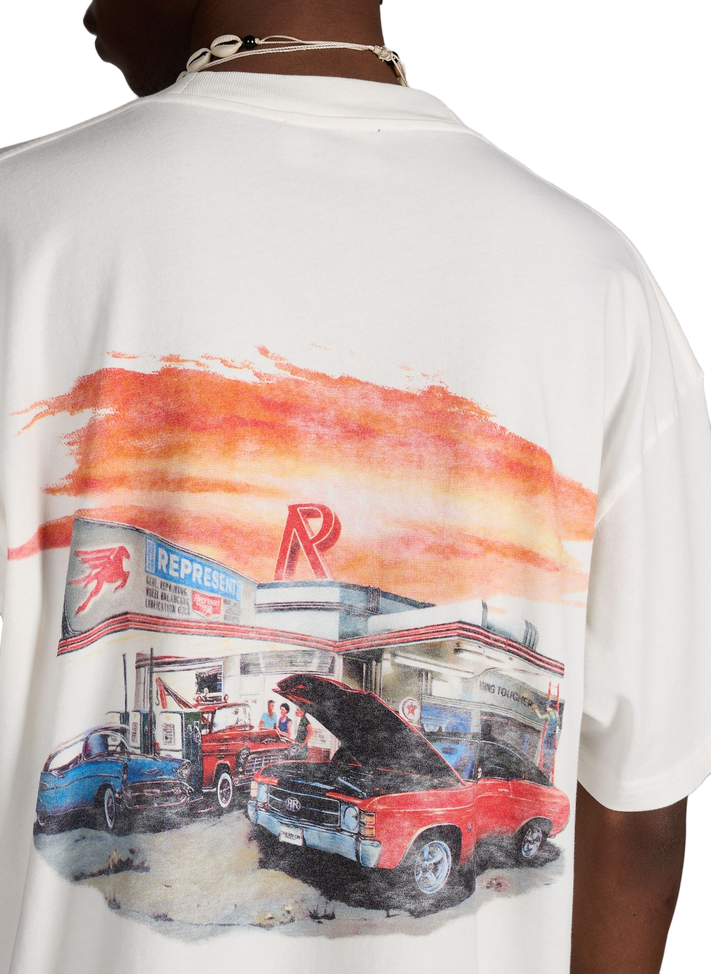 Biker-style cotton t-shirt REPRESENT White