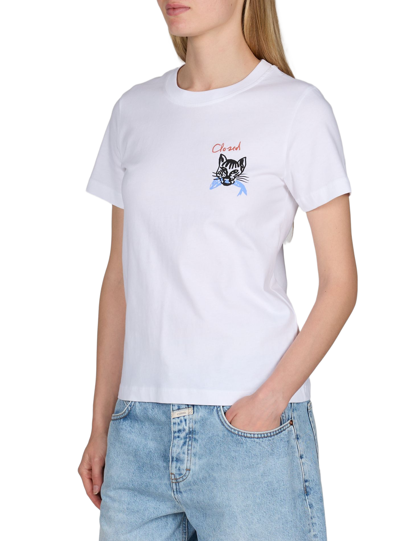 Embroidered cotton T-shirt CLOSED White