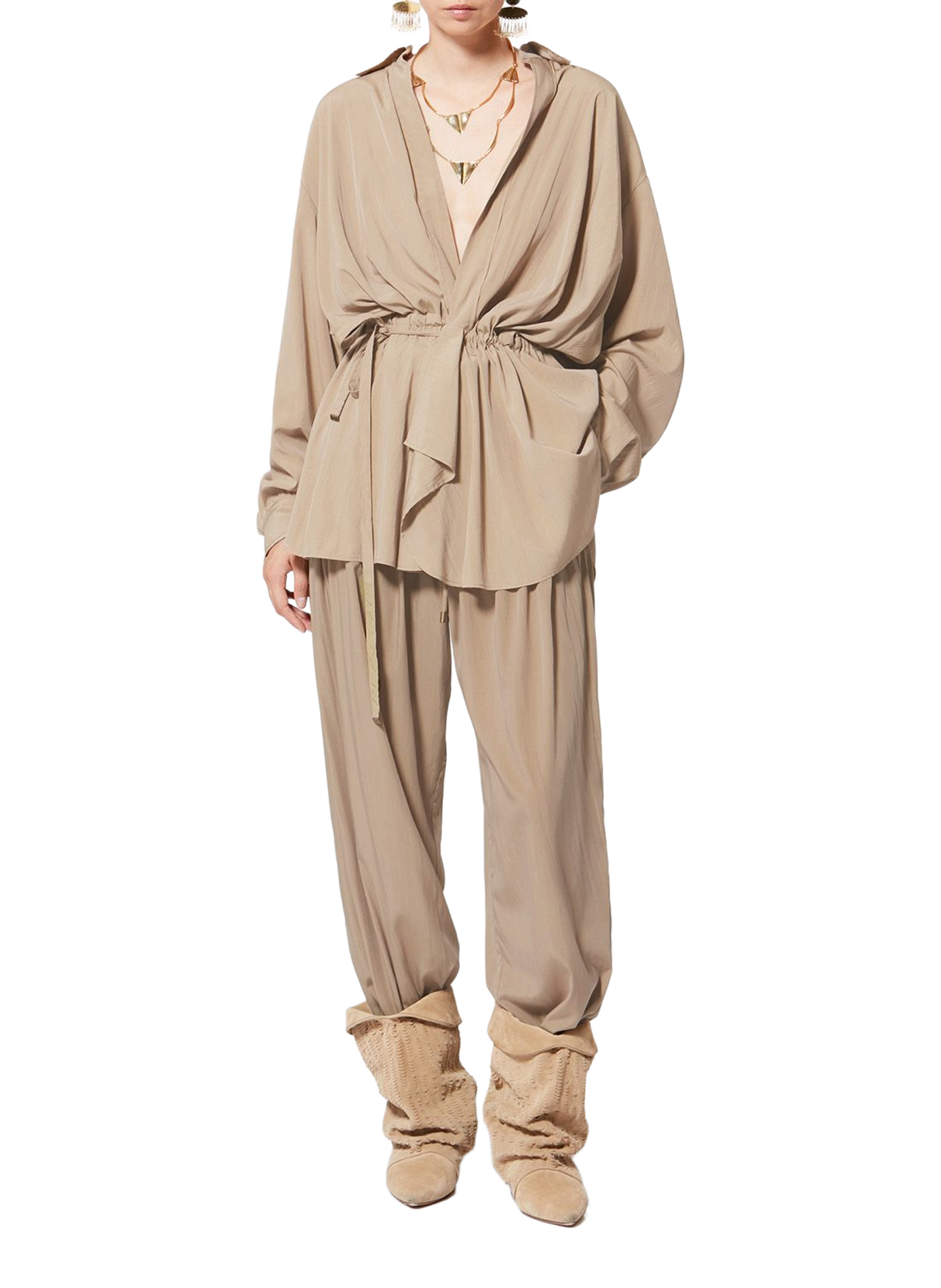 Wide leg pants Inaya adventurer trompe-l'oeil ISABEL MARANT Khaki
