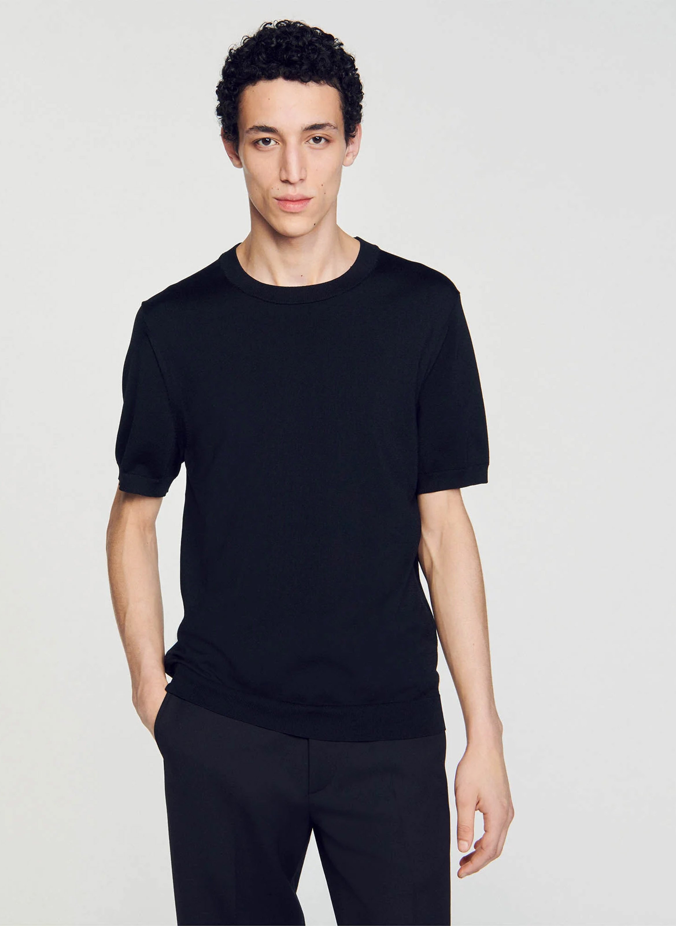 Tee-shirt col rond regular fit SANDRO Noir