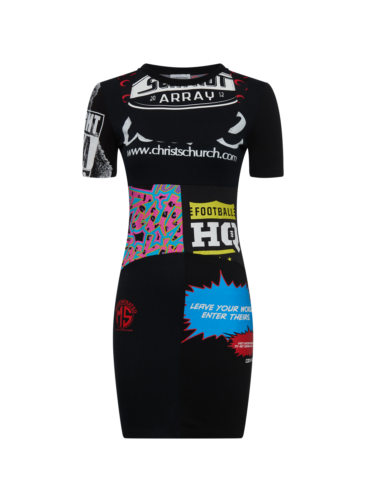 Upcycled graphic t-shirts mini dress MARINE SERRE Black
