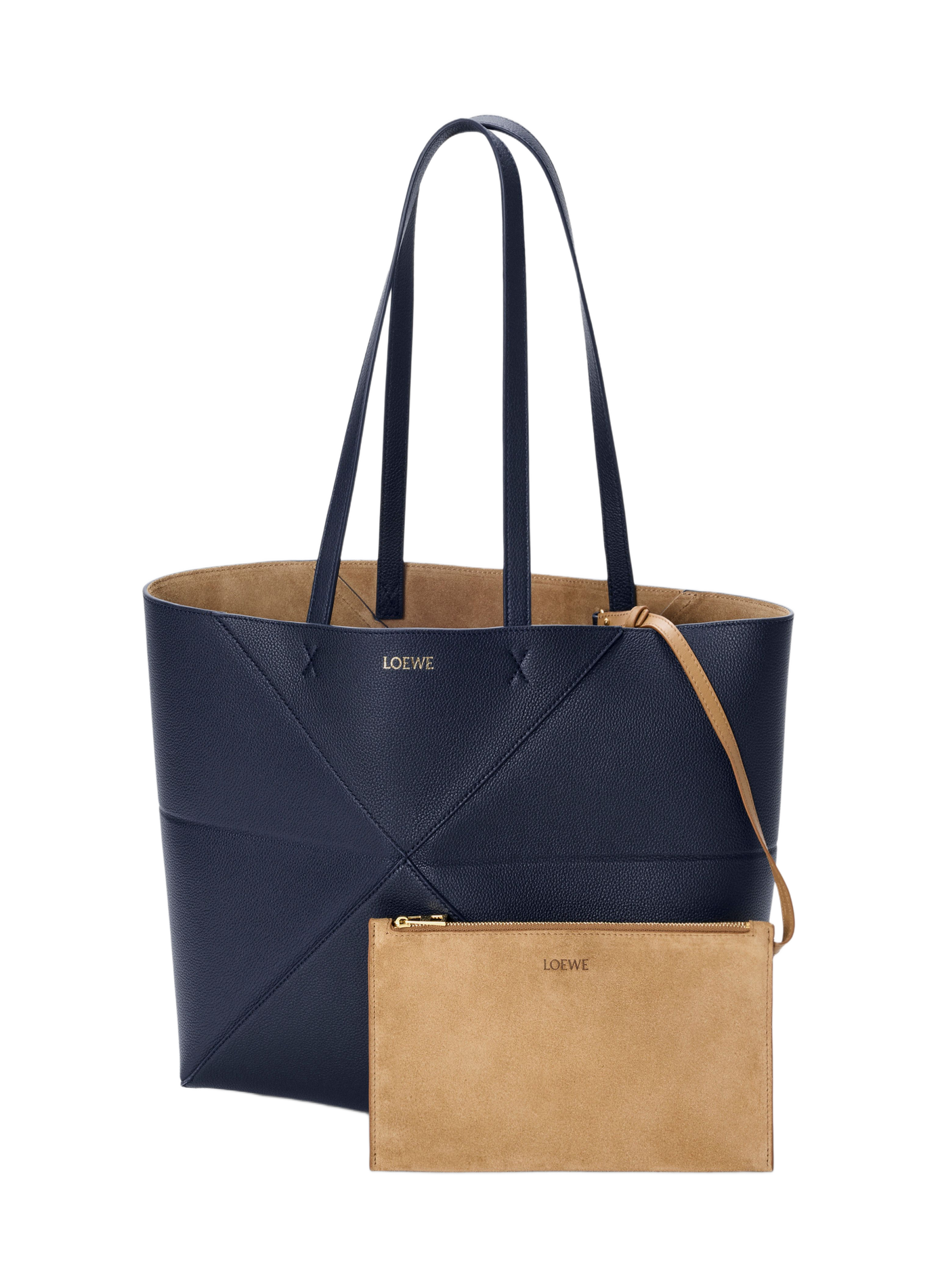 Middelgrote Puzzle Fold schoudertas in zacht graankalfsleer LOEWE Blauw